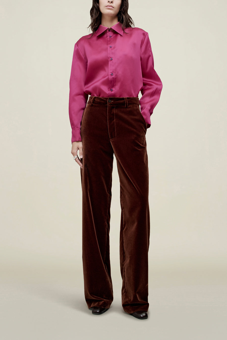 Column Leg Trouser in Velvet