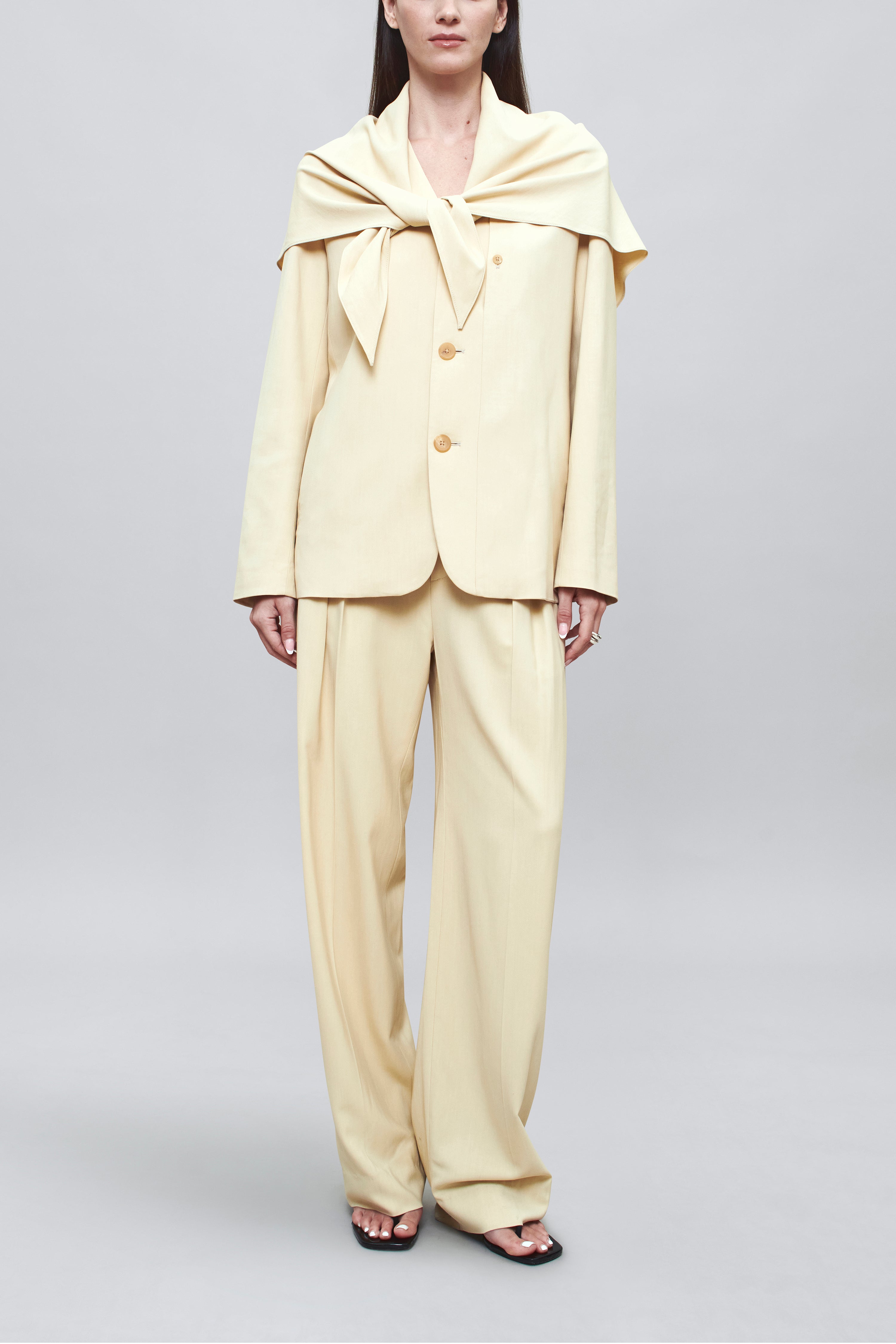 Aiden Pleated Trouser in Viscose Crepe