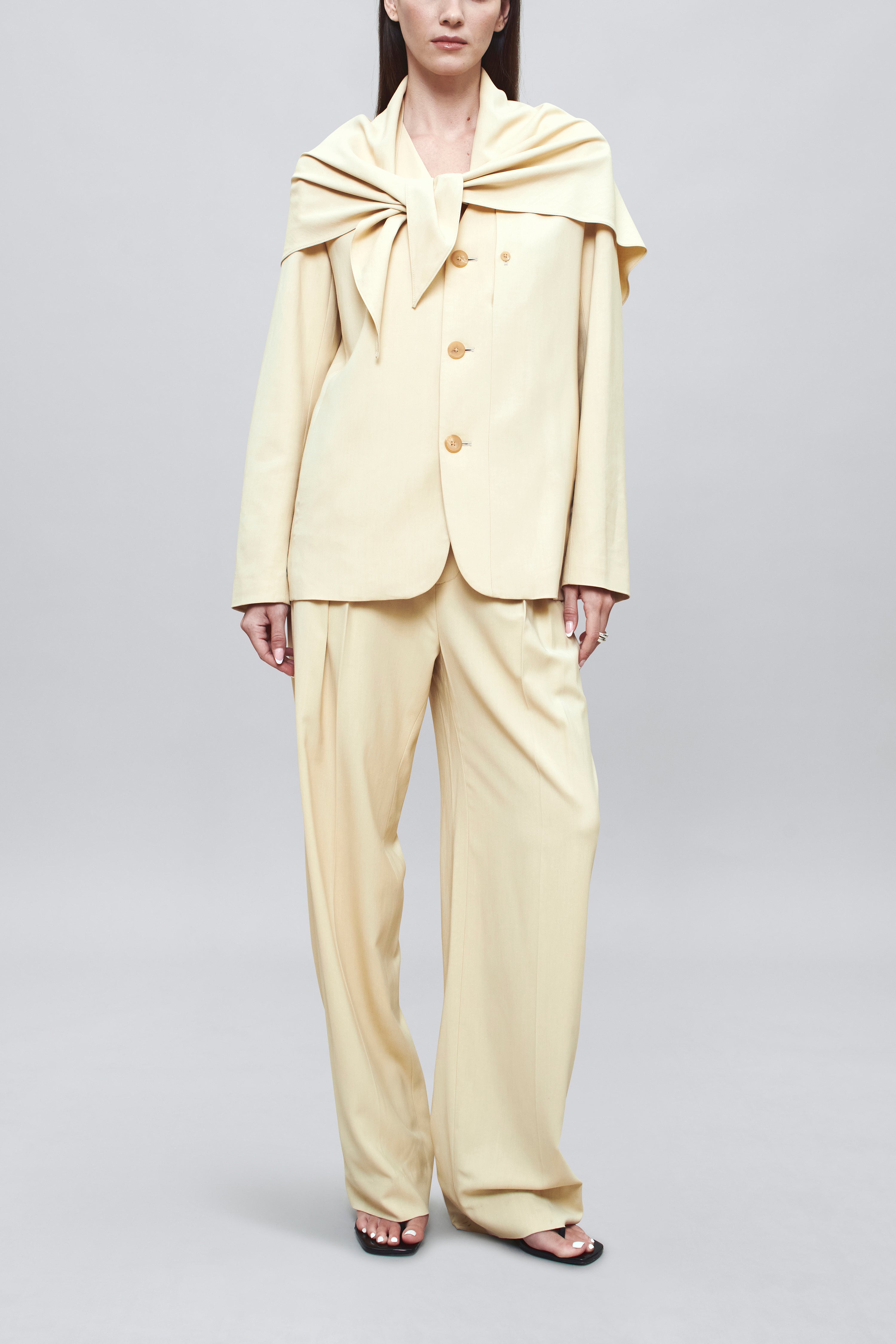 Aiden Pleated Trouser in Viscose Crepe