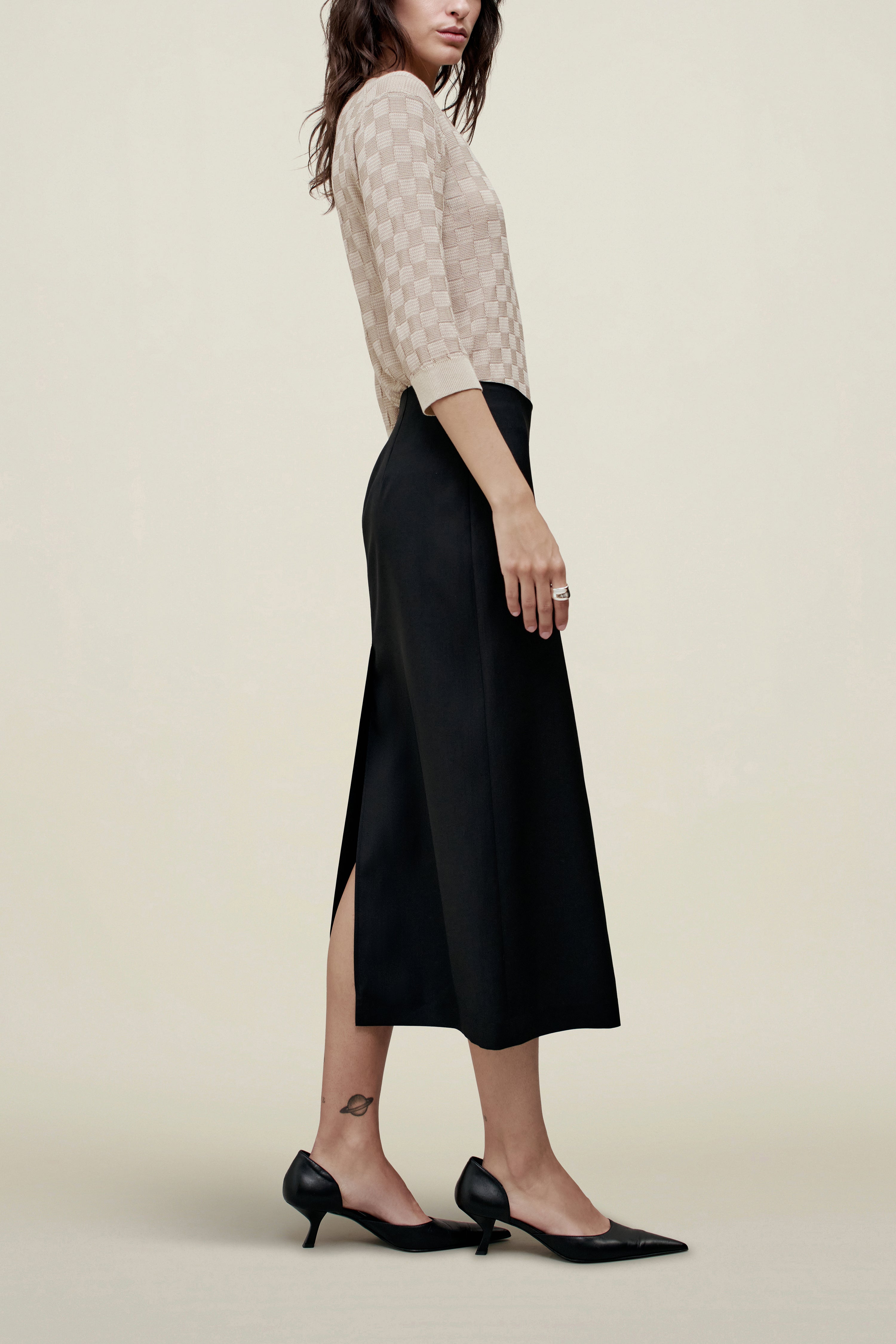 Emilee Pencil Skirt in Tropical Wool
