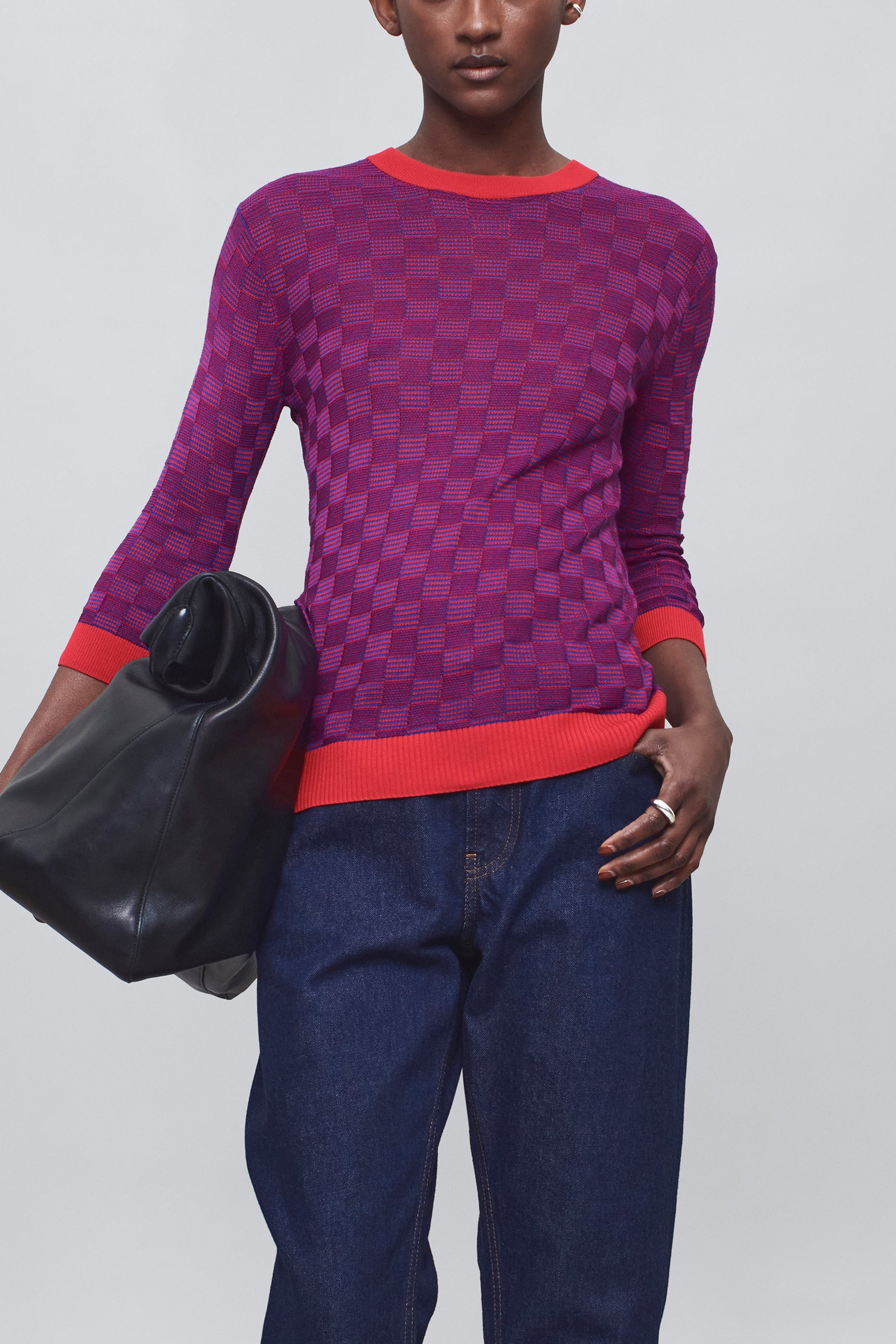 Lennon Crewneck Tee in Slinky Gingham