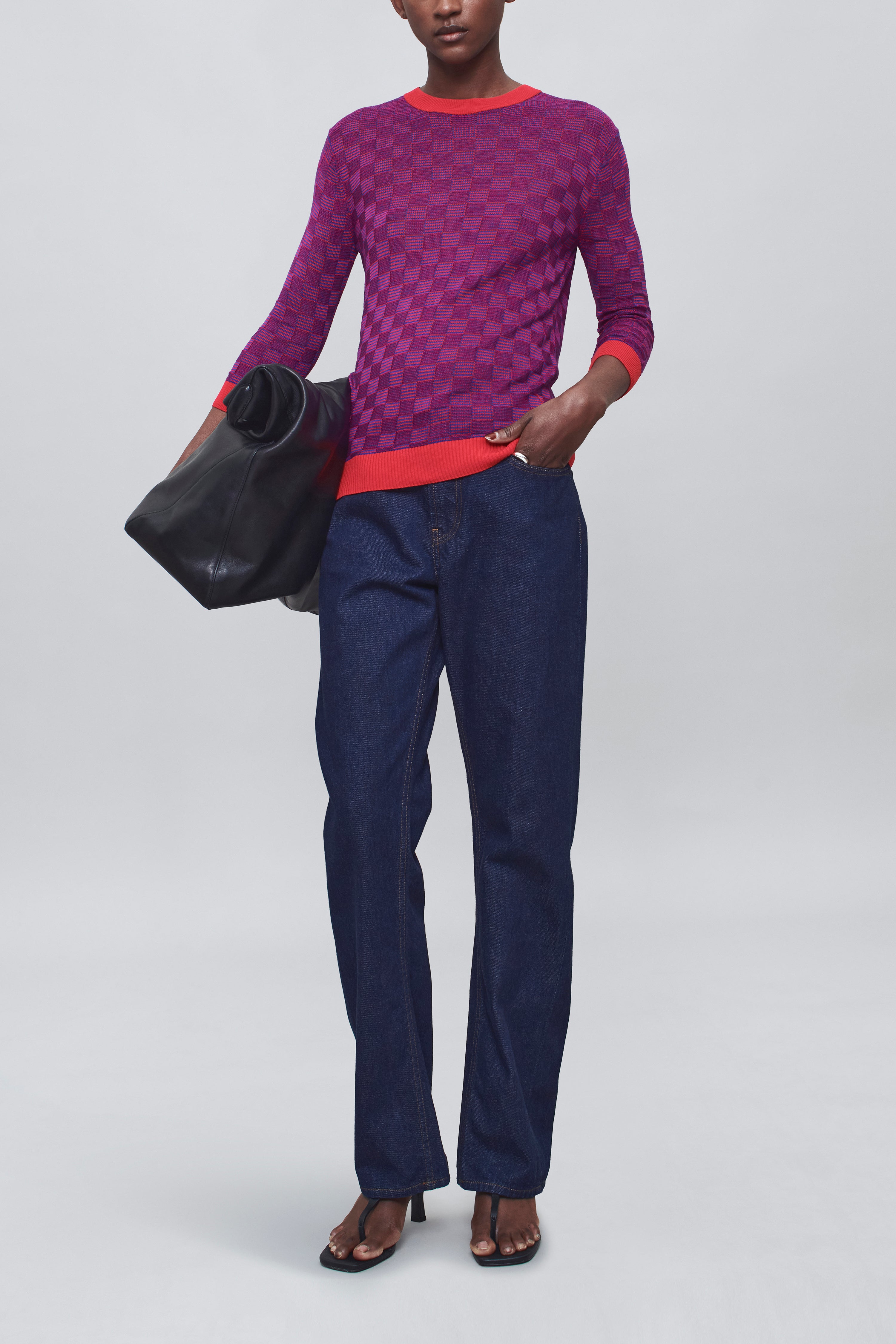 Lennon Crewneck Tee in Slinky Gingham