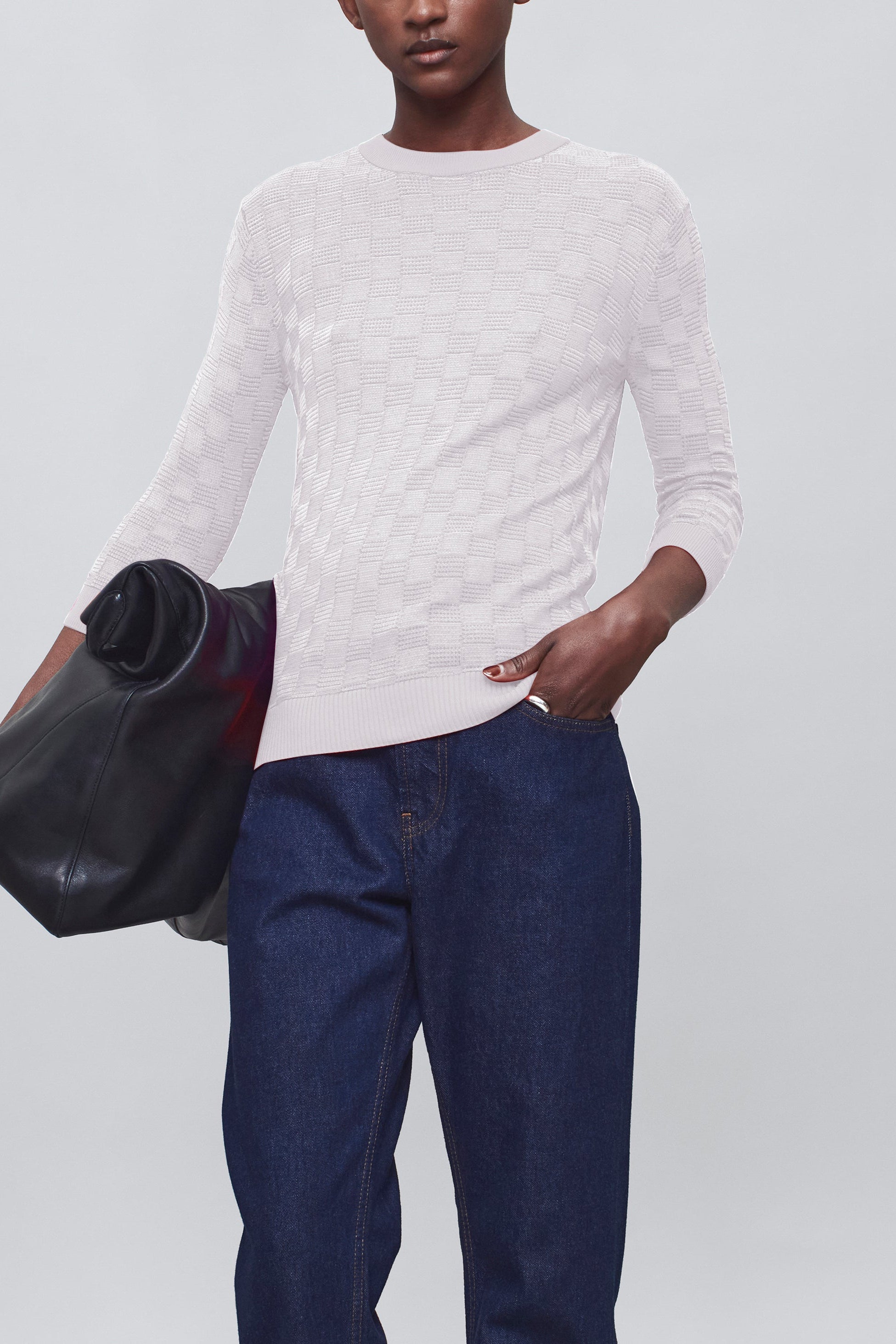 Lennon Crewneck Tee in Slinky Gingham