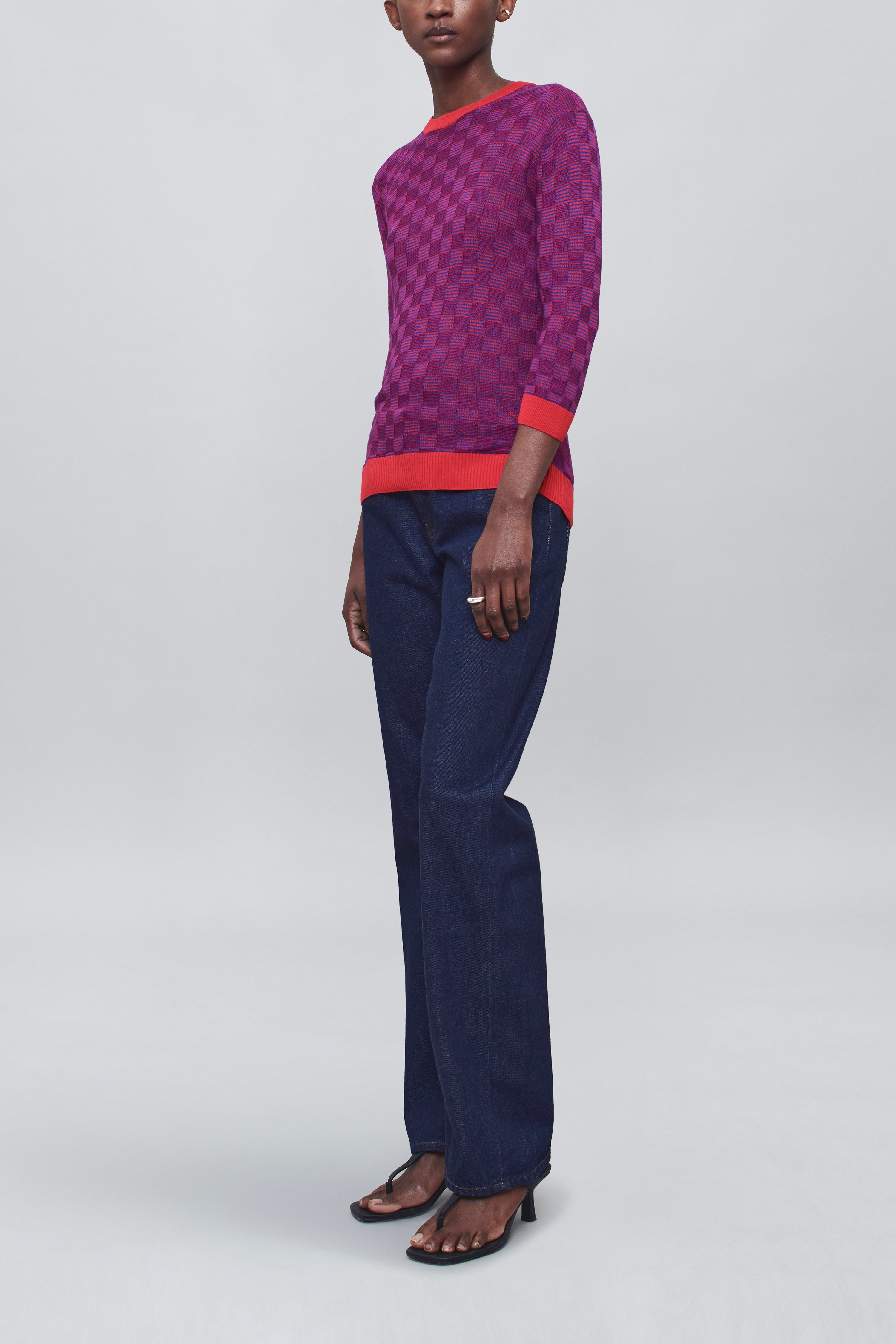 Lennon Crewneck Tee in Slinky Gingham