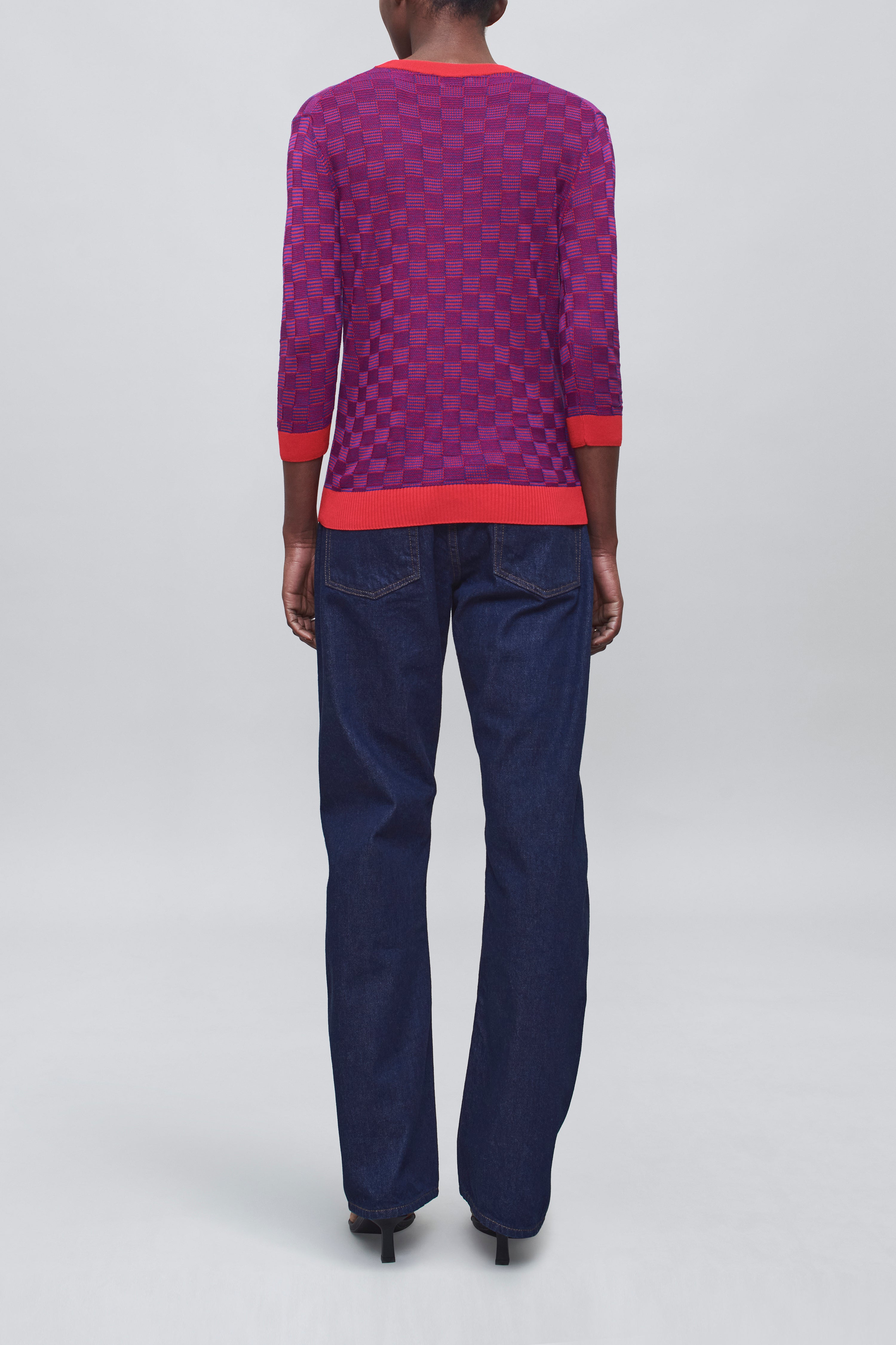 Lennon Crewneck Tee in Slinky Gingham