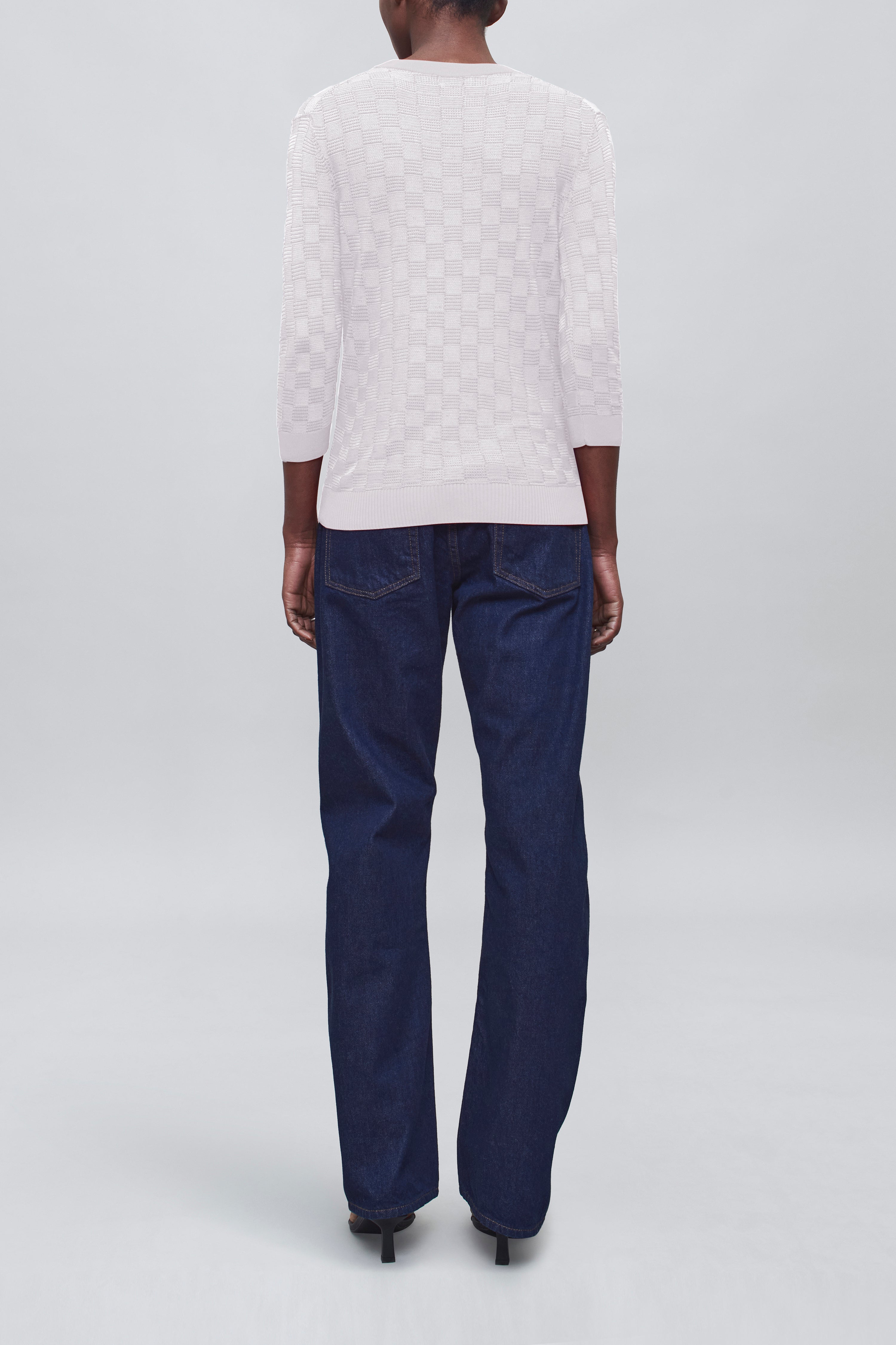 Lennon Crewneck Tee in Slinky Gingham