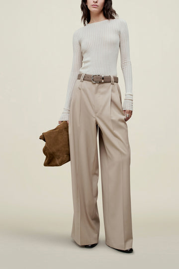Fatima Wide Leg Trouser in Tropical Wool