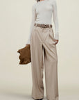Fatima Wide Leg Trouser in Tropical Wool