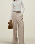 Fatima Wide Leg Trouser in Tropical Wool