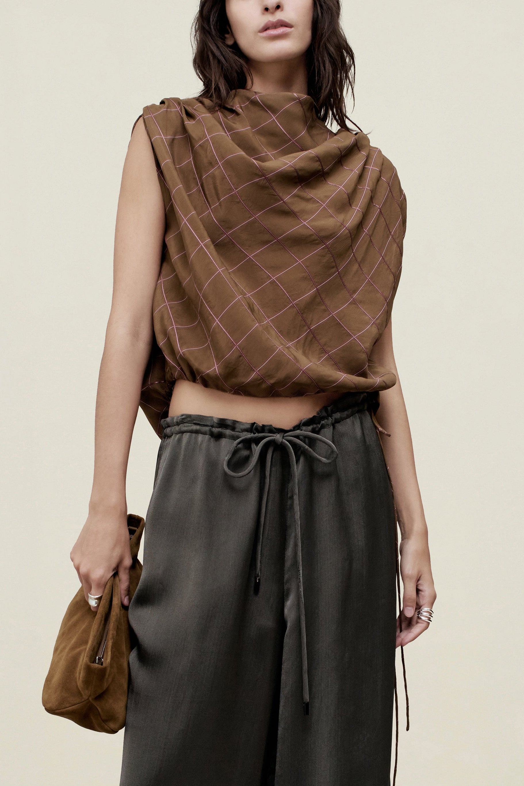 Naia Draped Top in Viscose Ribbon