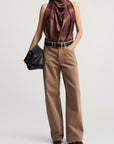 Scarf Top in Cacao Moire Silk Twill