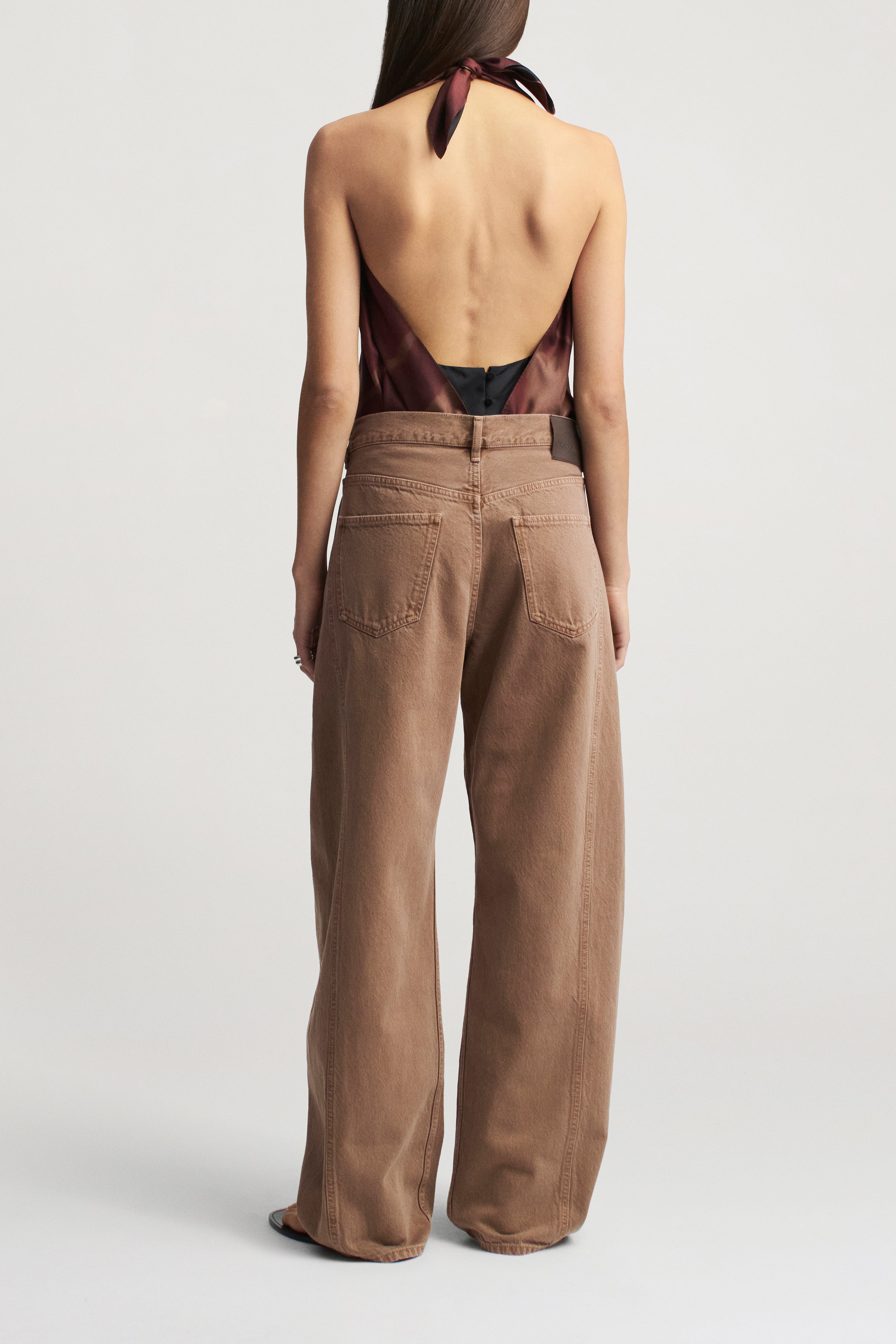 Scarf Top in Cacao Moire Silk Twill