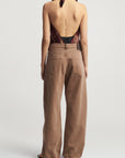 Scarf Top in Cacao Moire Silk Twill