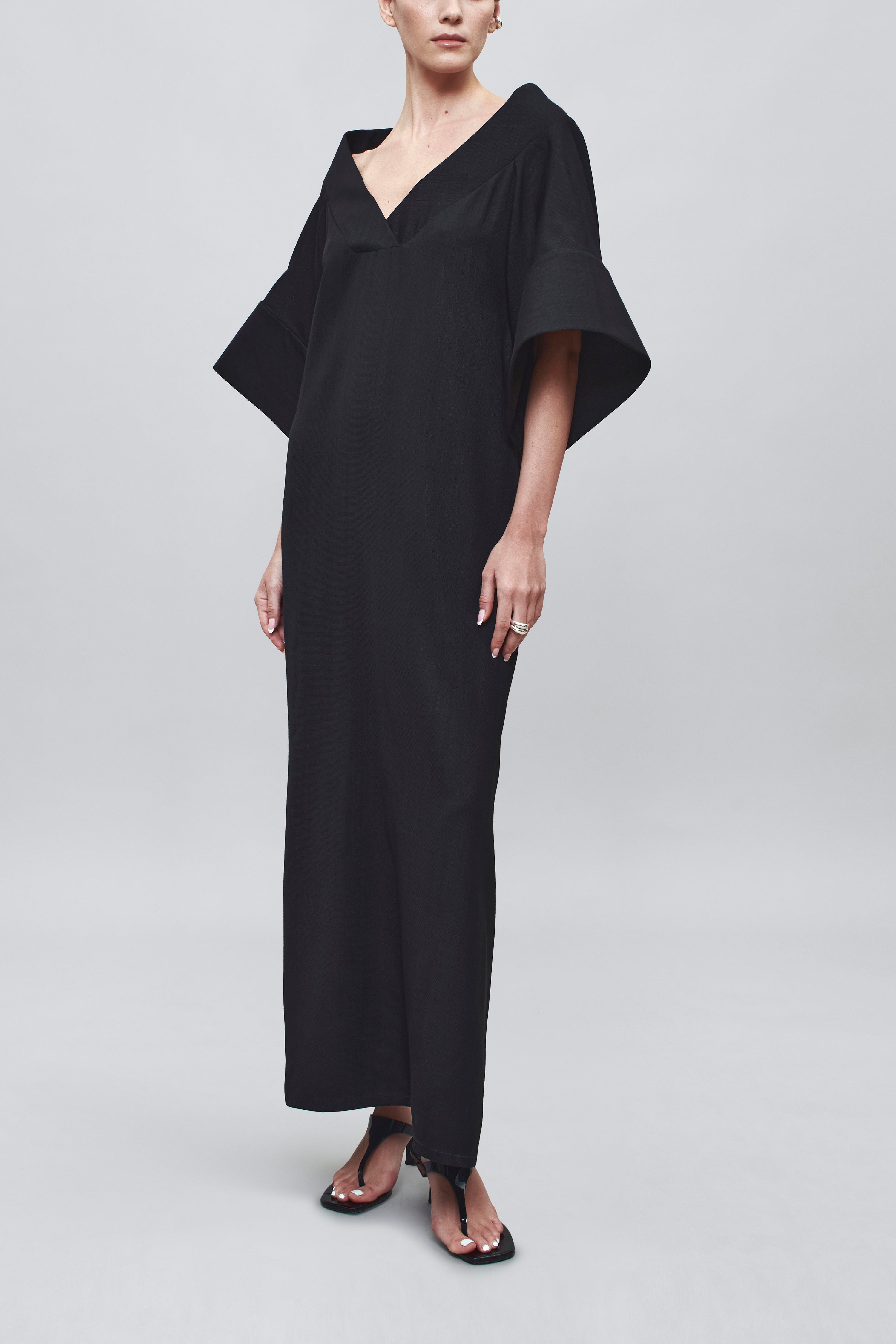 Calla Dress in Black Basket Weave
