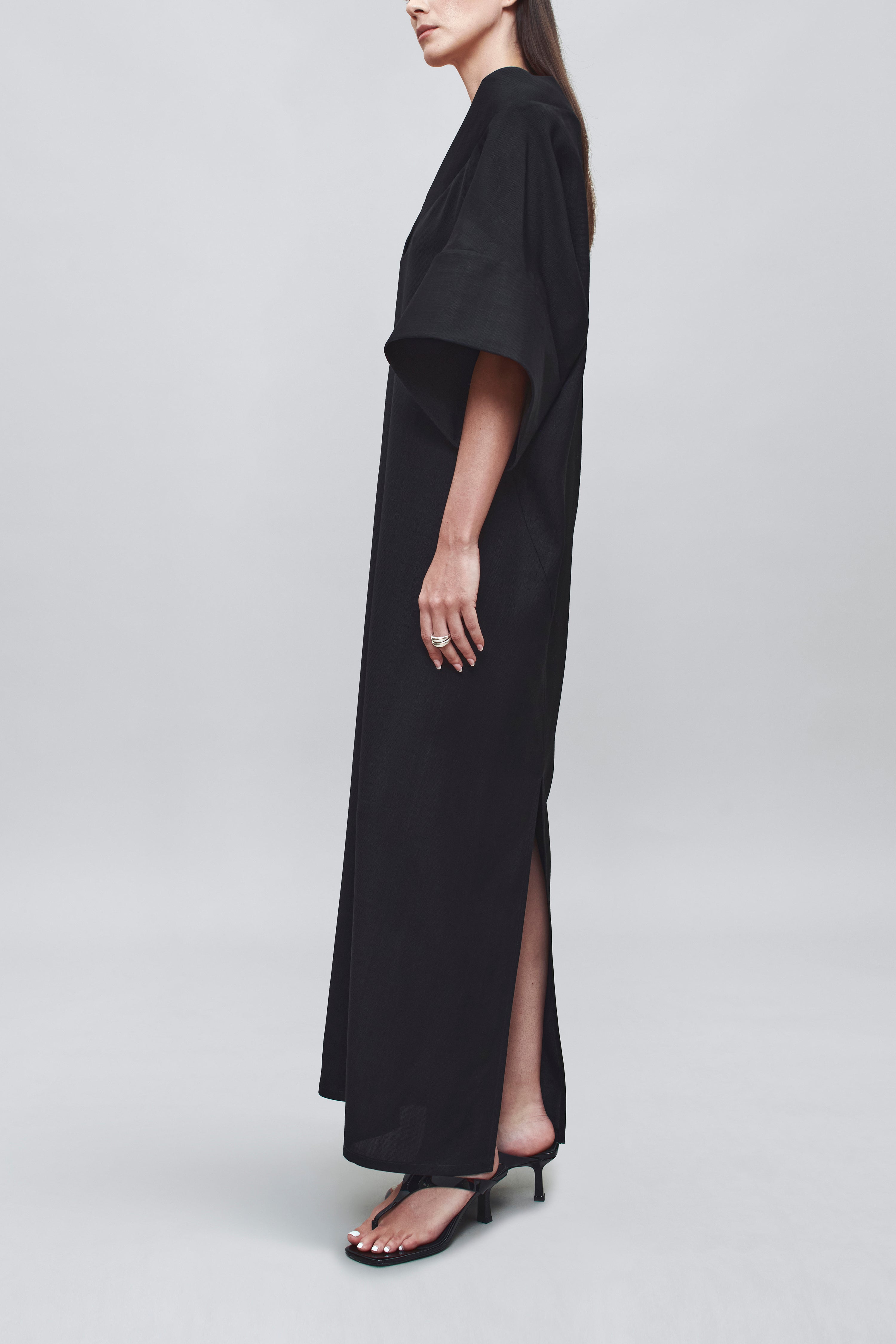 Calla Dress in Black Basket Weave