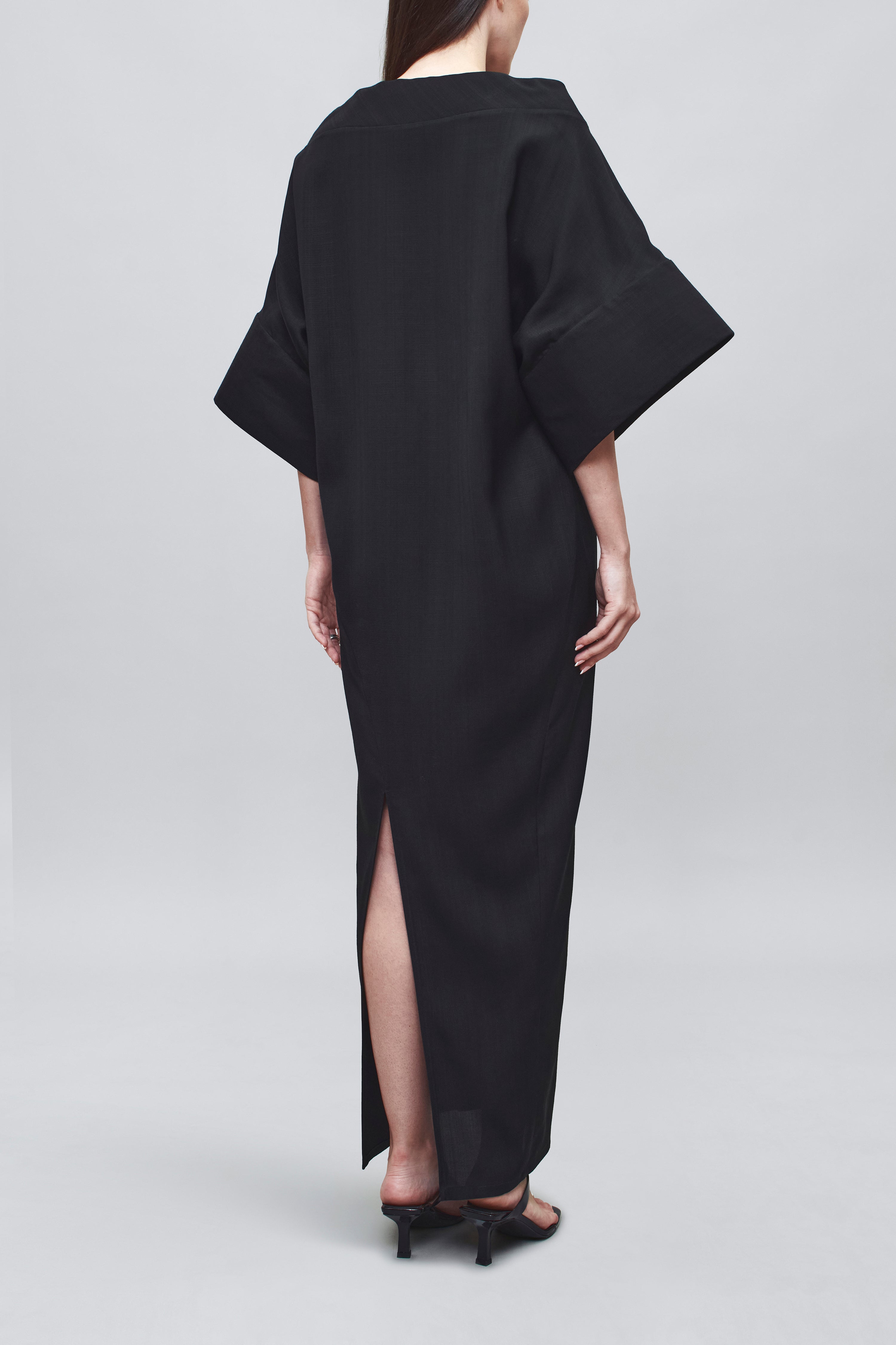 Calla Dress in Black Basket Weave