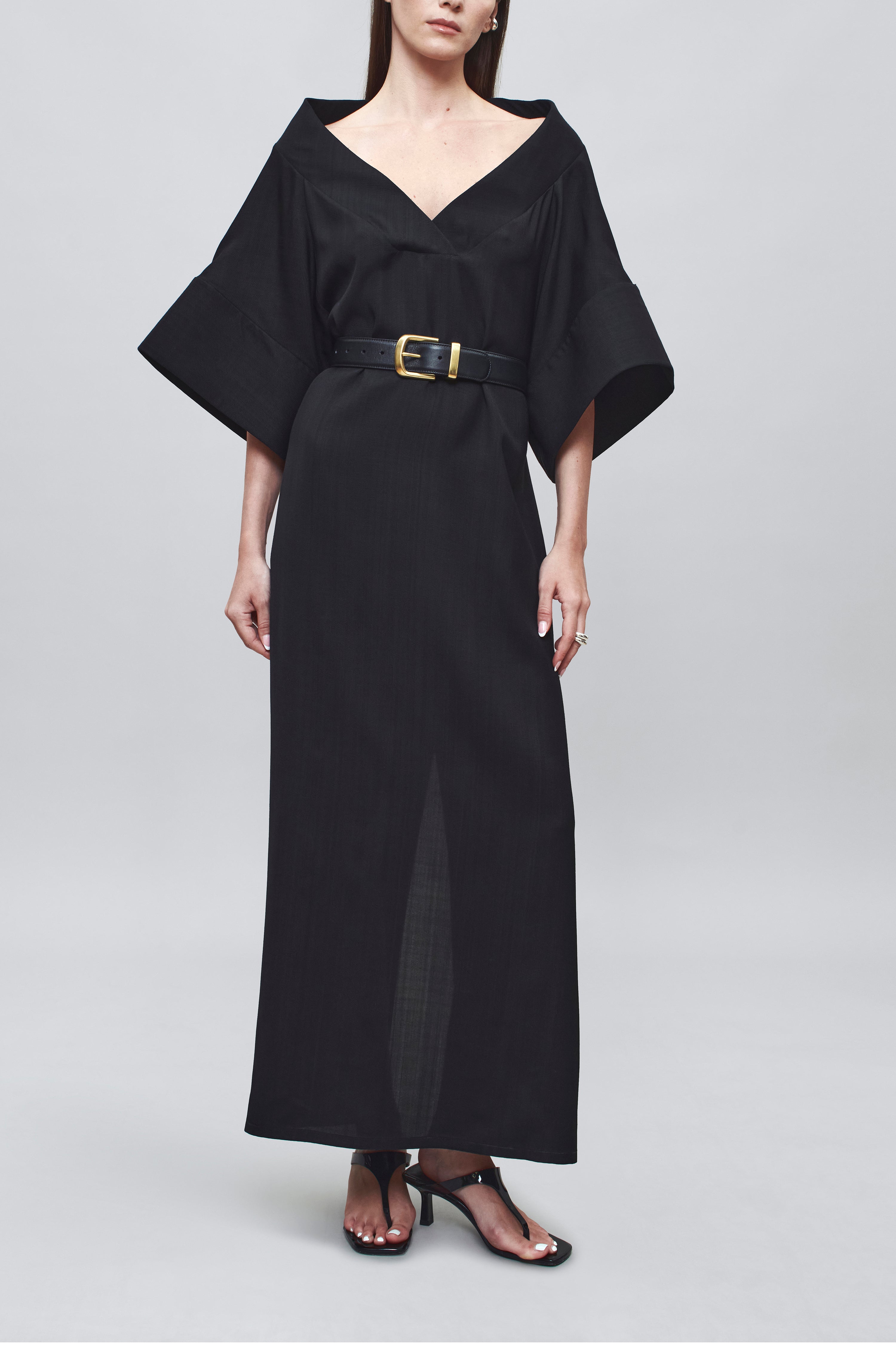 Calla Dress in Black Basket Weave
