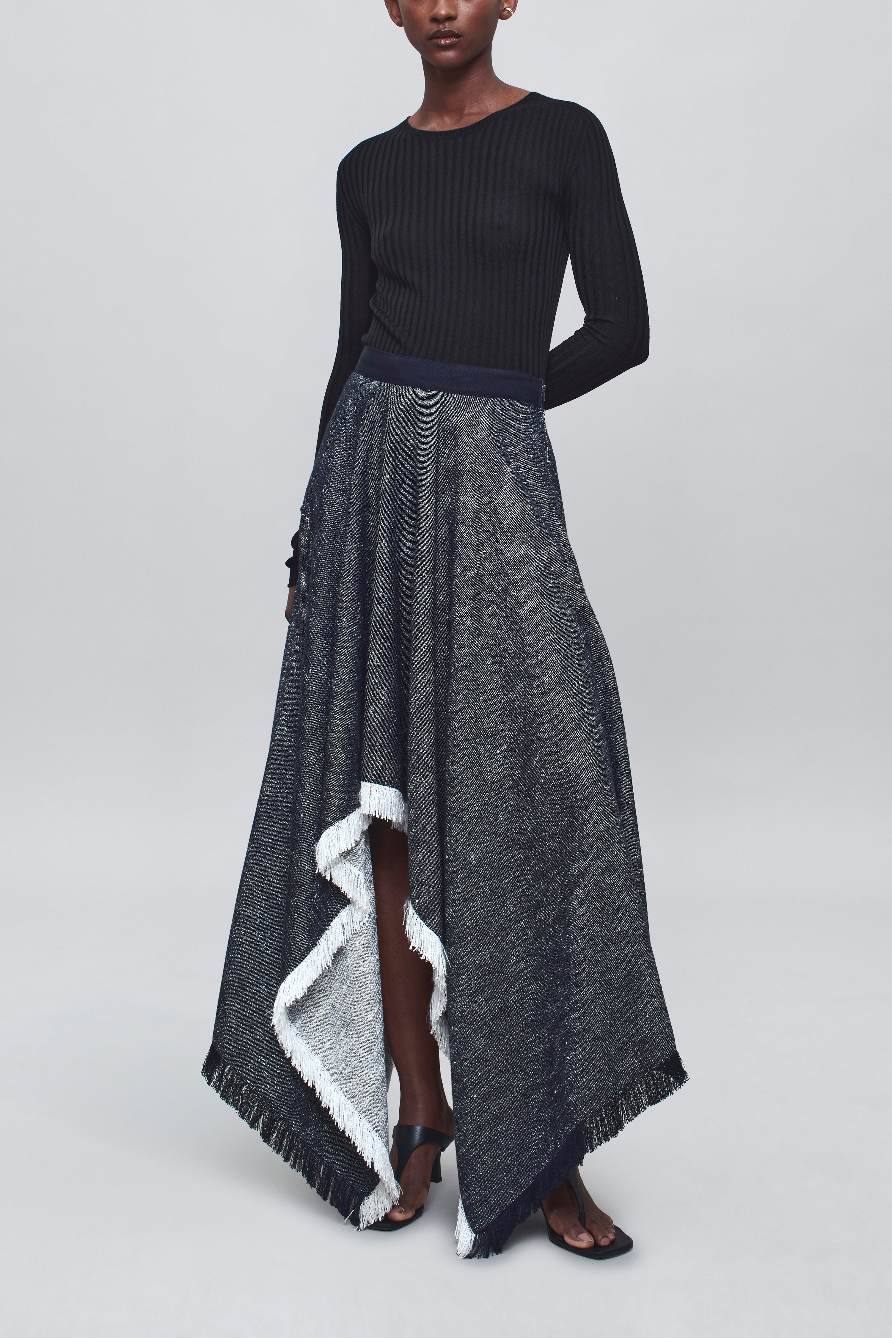 Felicity Cascade Skirt in Pepper Tweed
