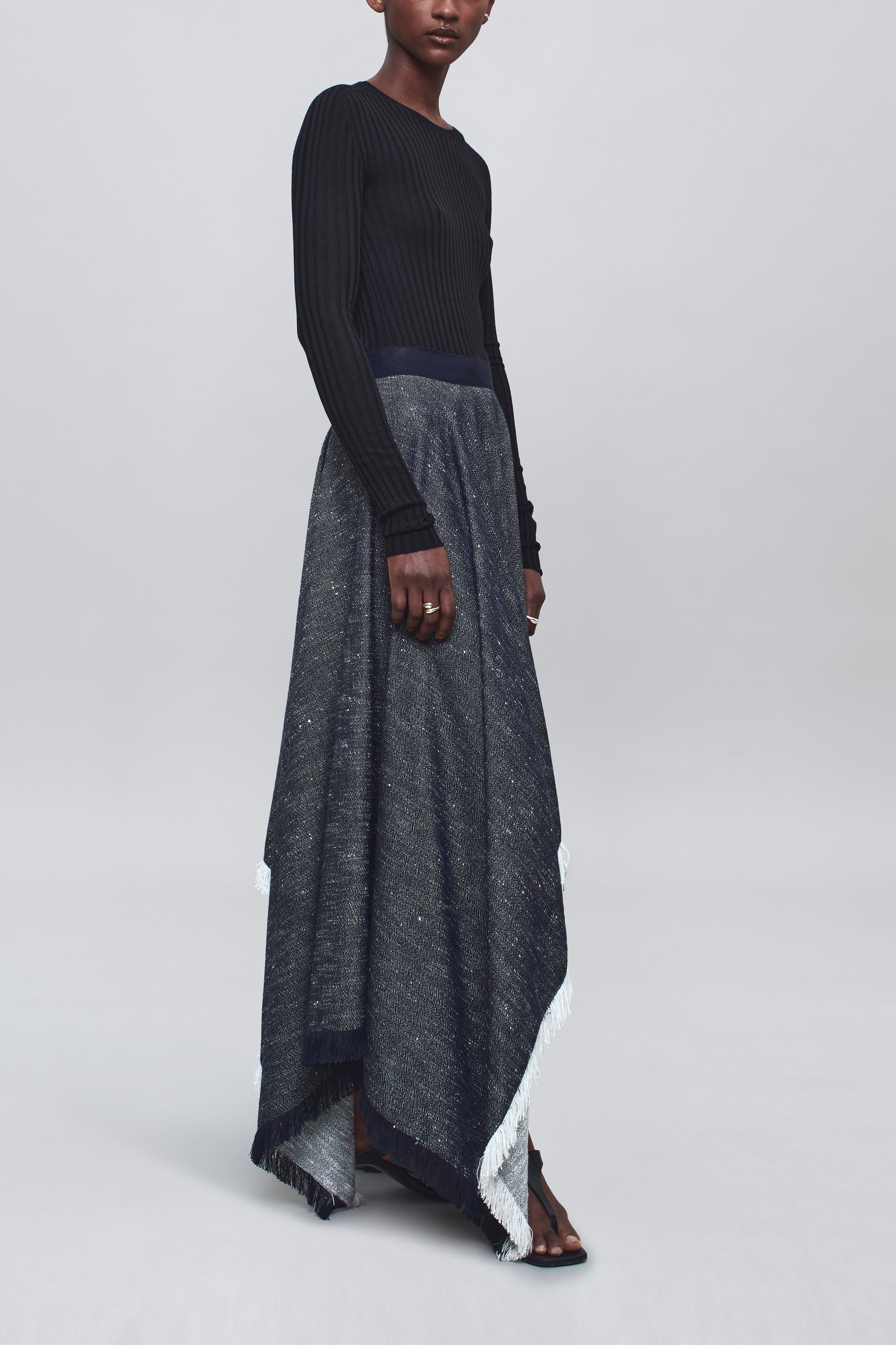 Felicity Cascade Skirt in Pepper Tweed