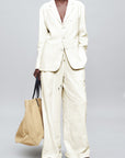 Wesley Drawstring Pant in Boucle Grid