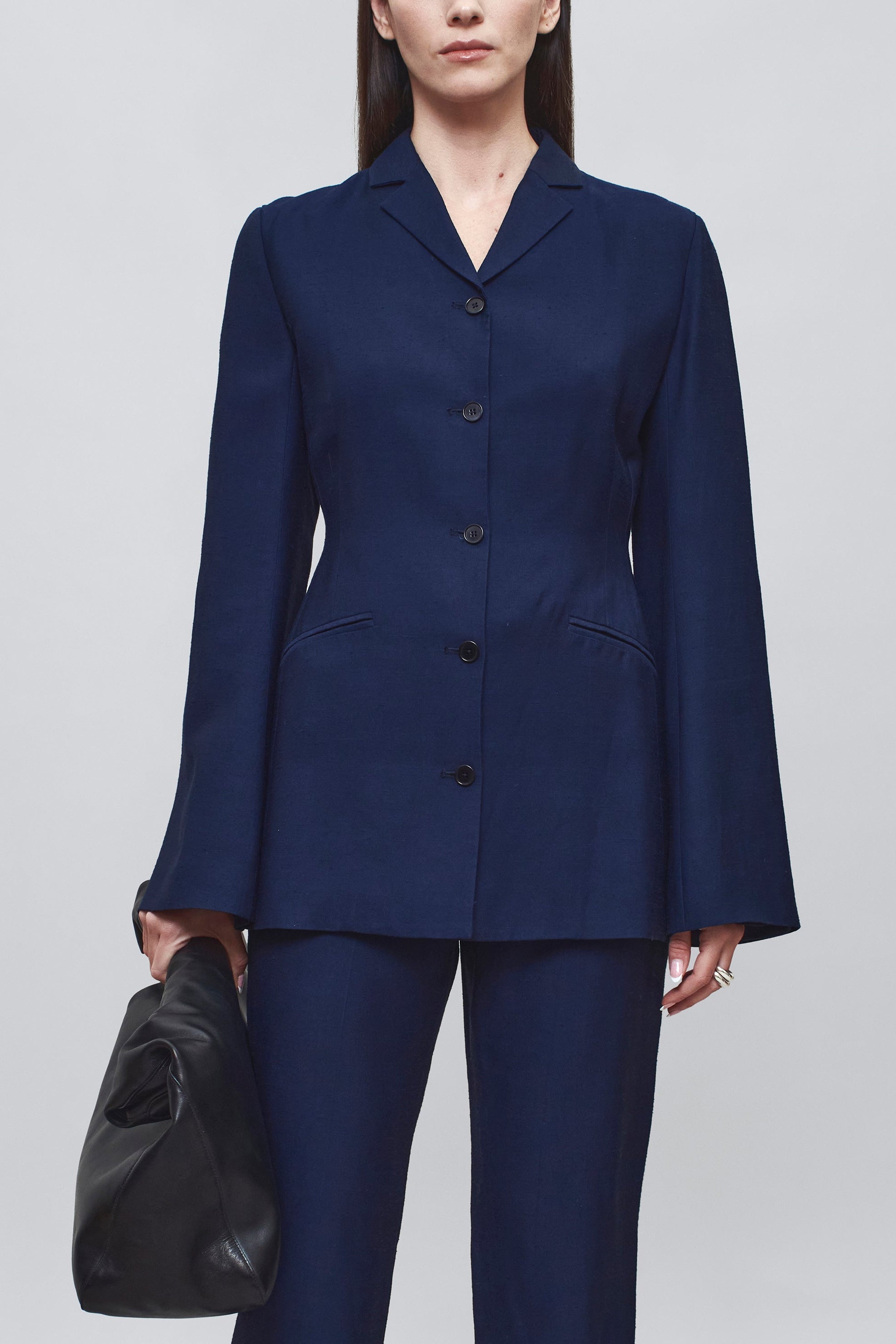 Benny Longline Blazer in Slub Suiting