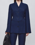Benny Longline Blazer in Slub Suiting