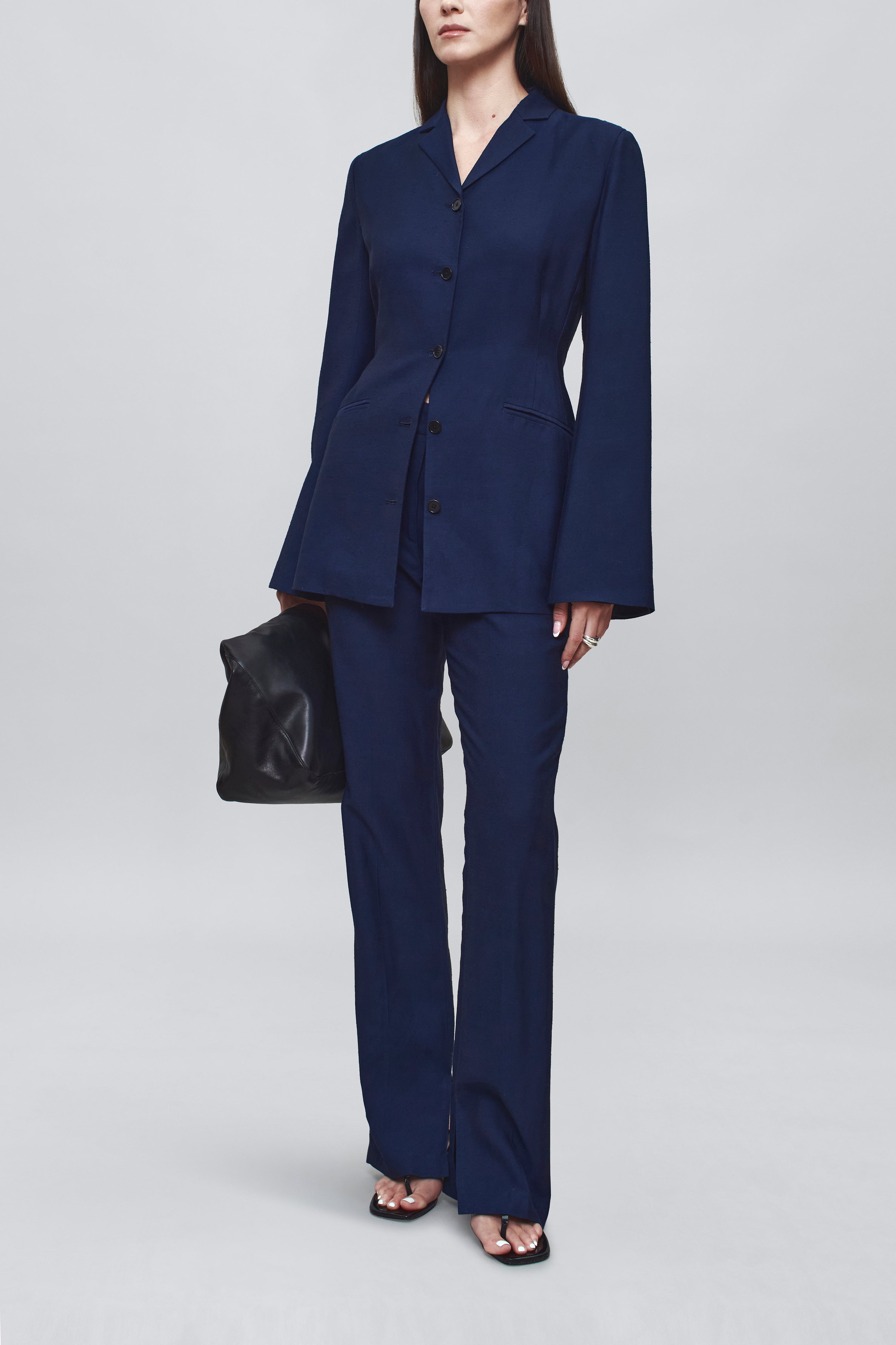 Benny Longline Blazer in Slub Suiting