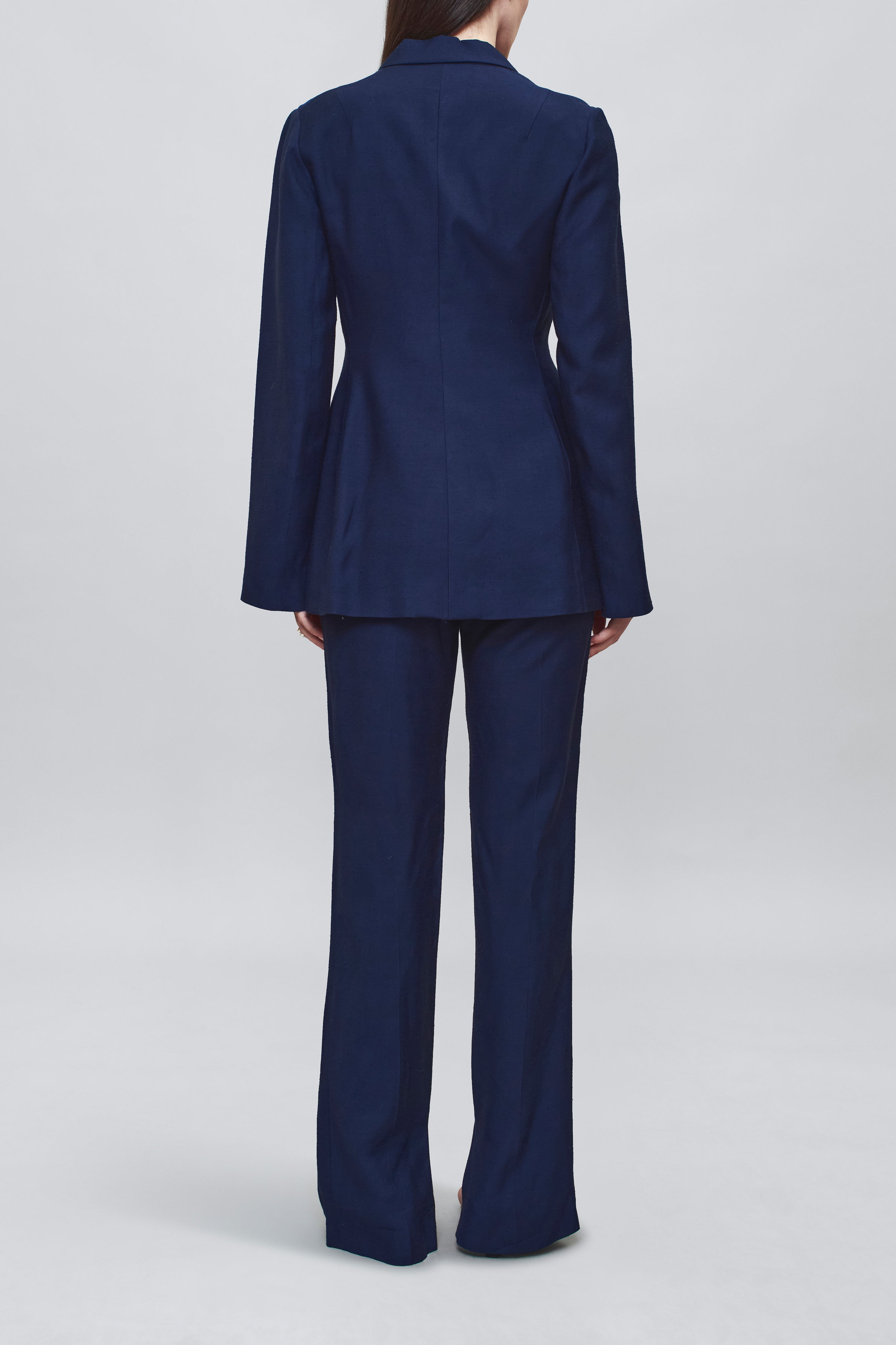 Charlie Long Trouser in Slub Suiting