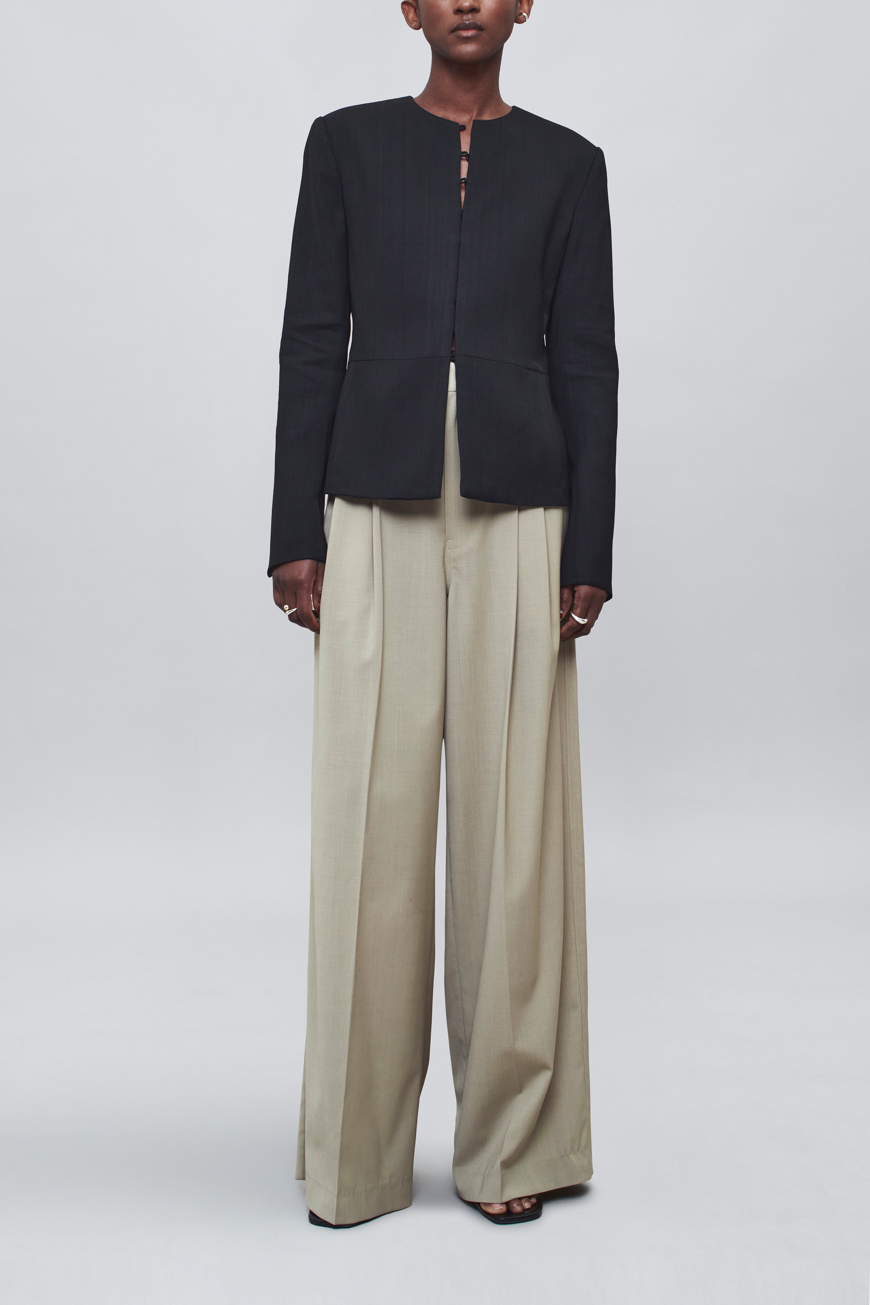 Fatima Wide Leg Trouser in Paperweight Wool