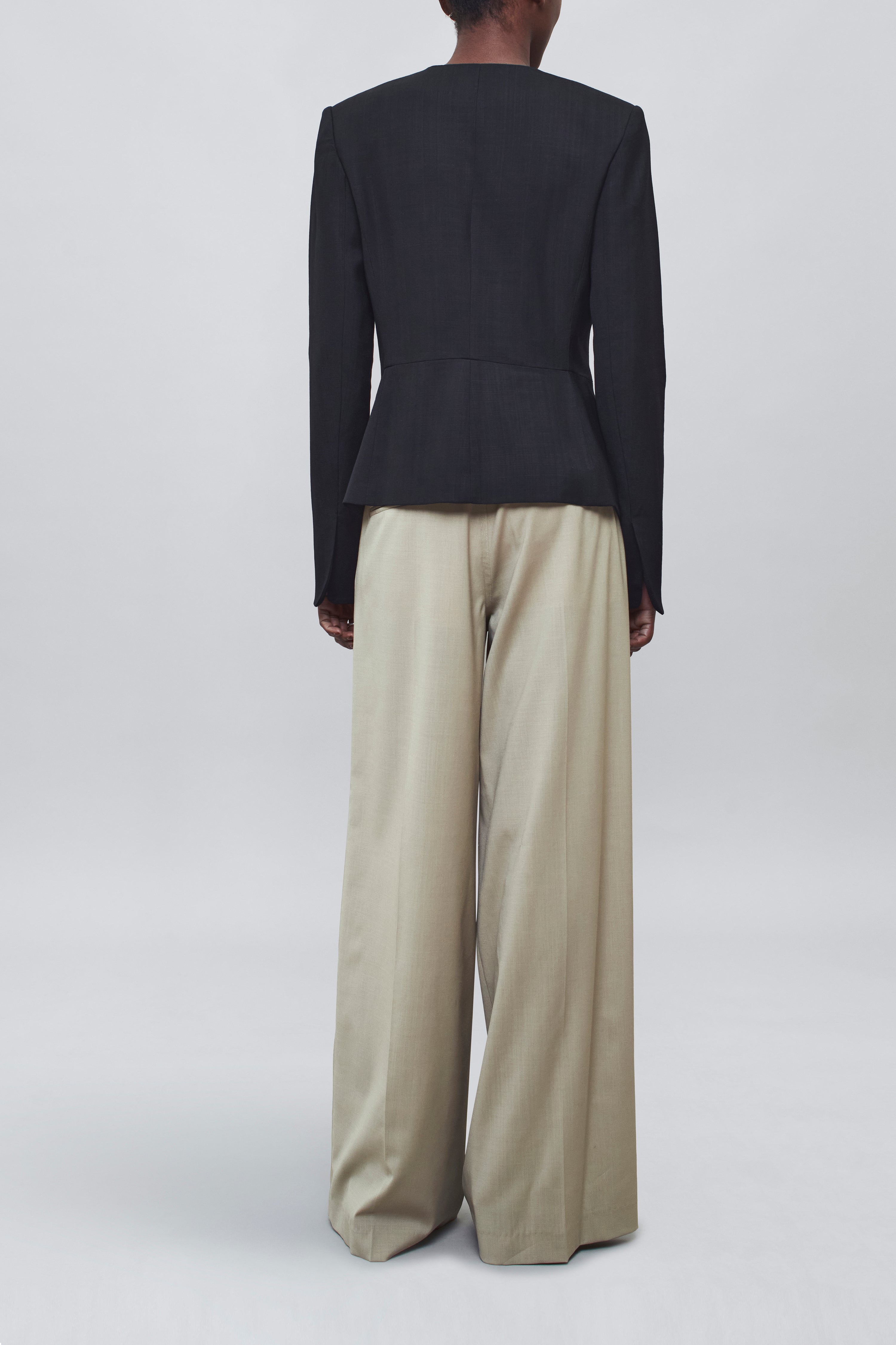 Fatima Wide Leg Trouser in Paperweight Wool
