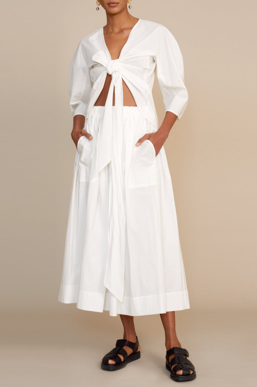 Patch Pocket Full Skirt in White