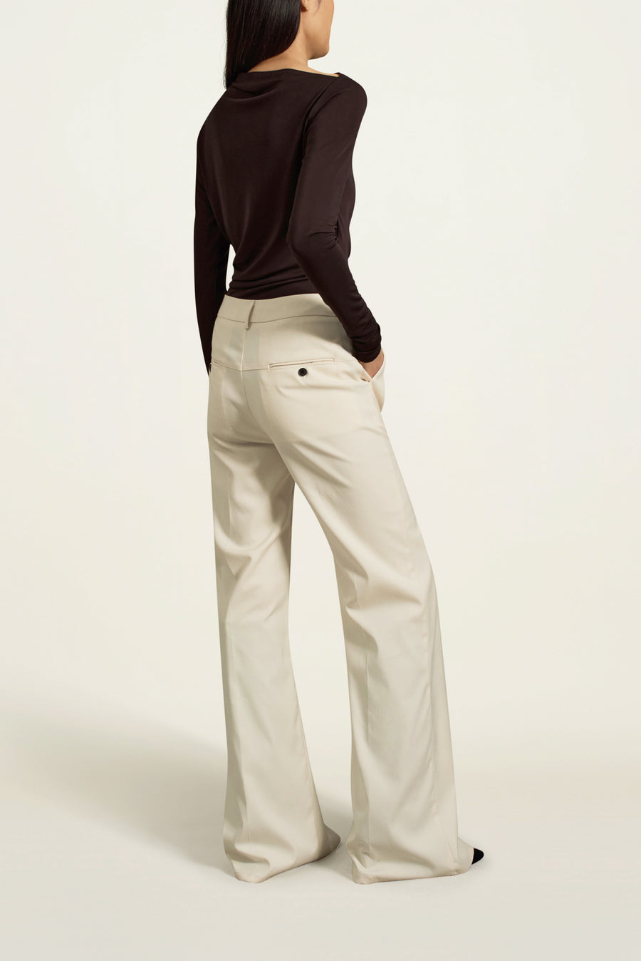 Athena Flare Pant in Ivory Tropical Wool