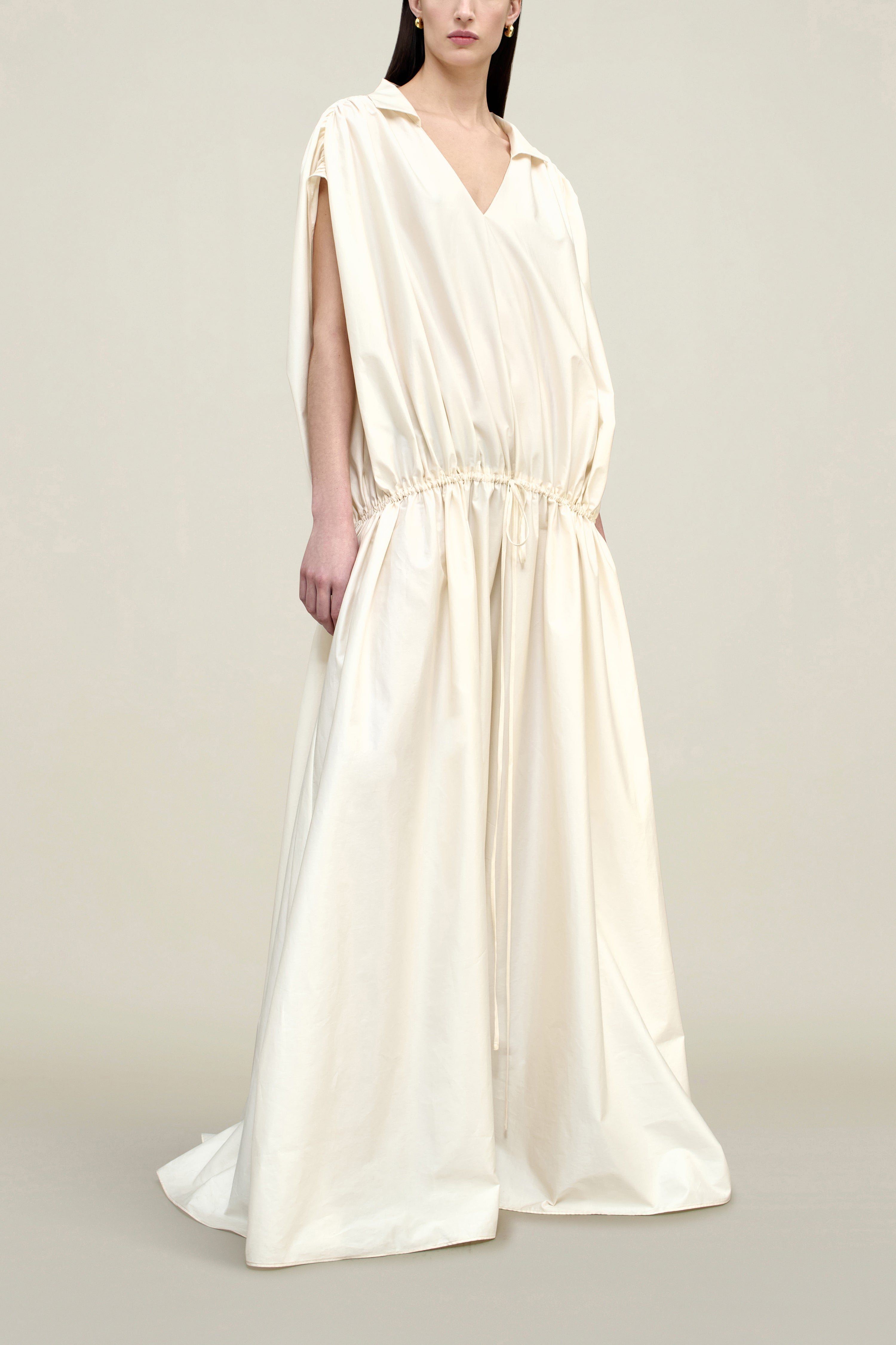 Gillian Drawstring Dress in Cotton Shirting