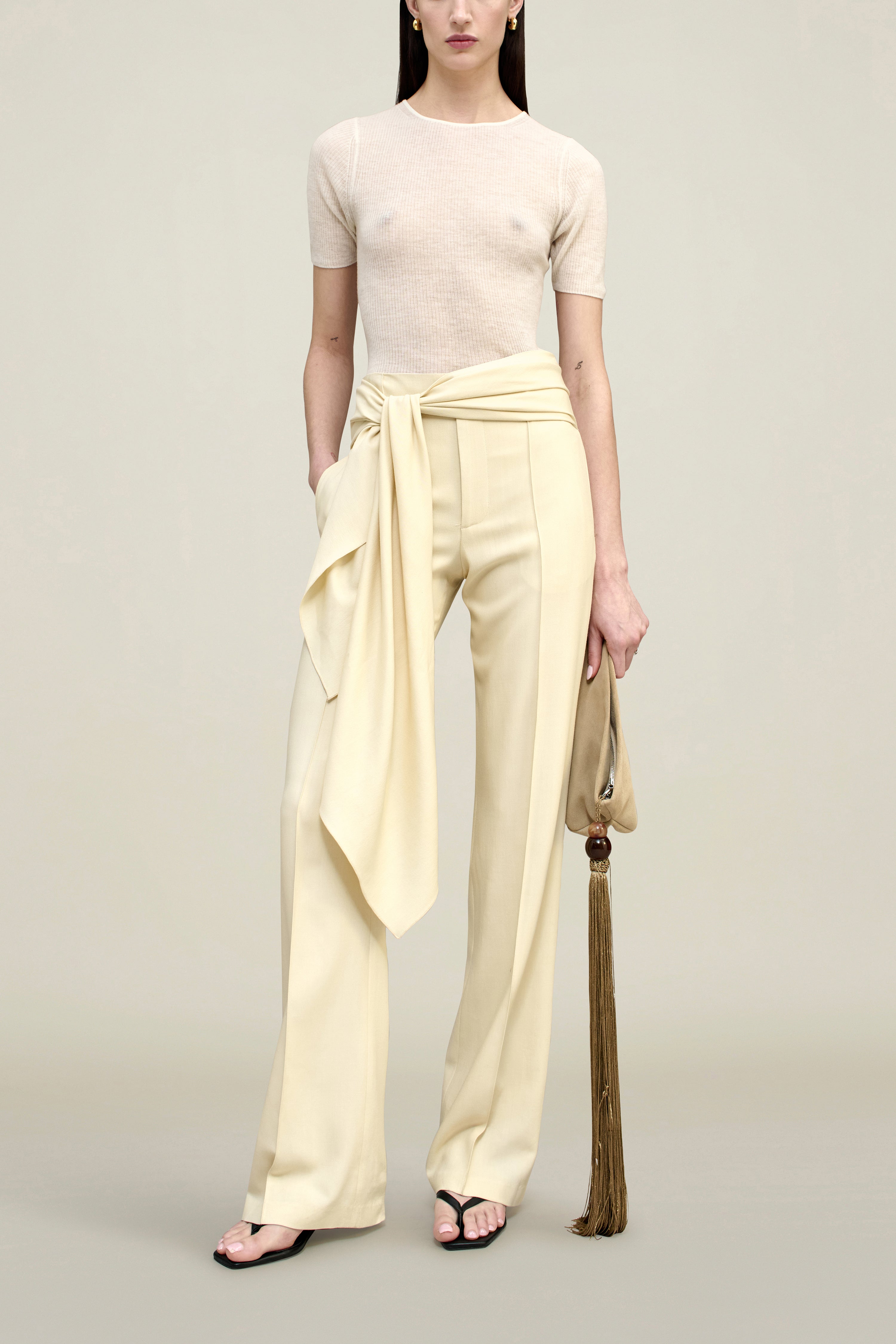 Ulla Tie Trouser in Virgin Wool Blend