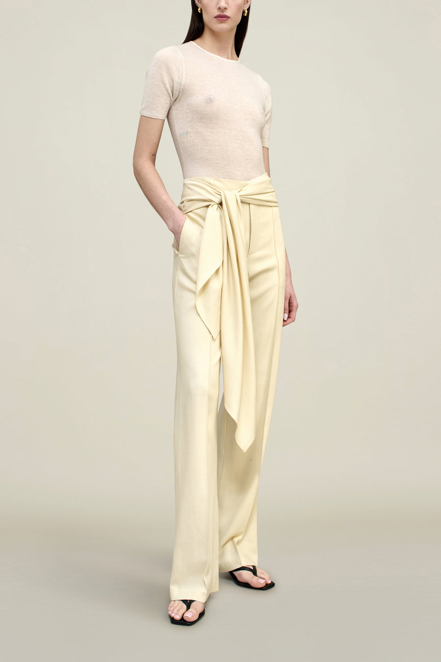 Ulla Tie Trouser in Virgin Wool Blend