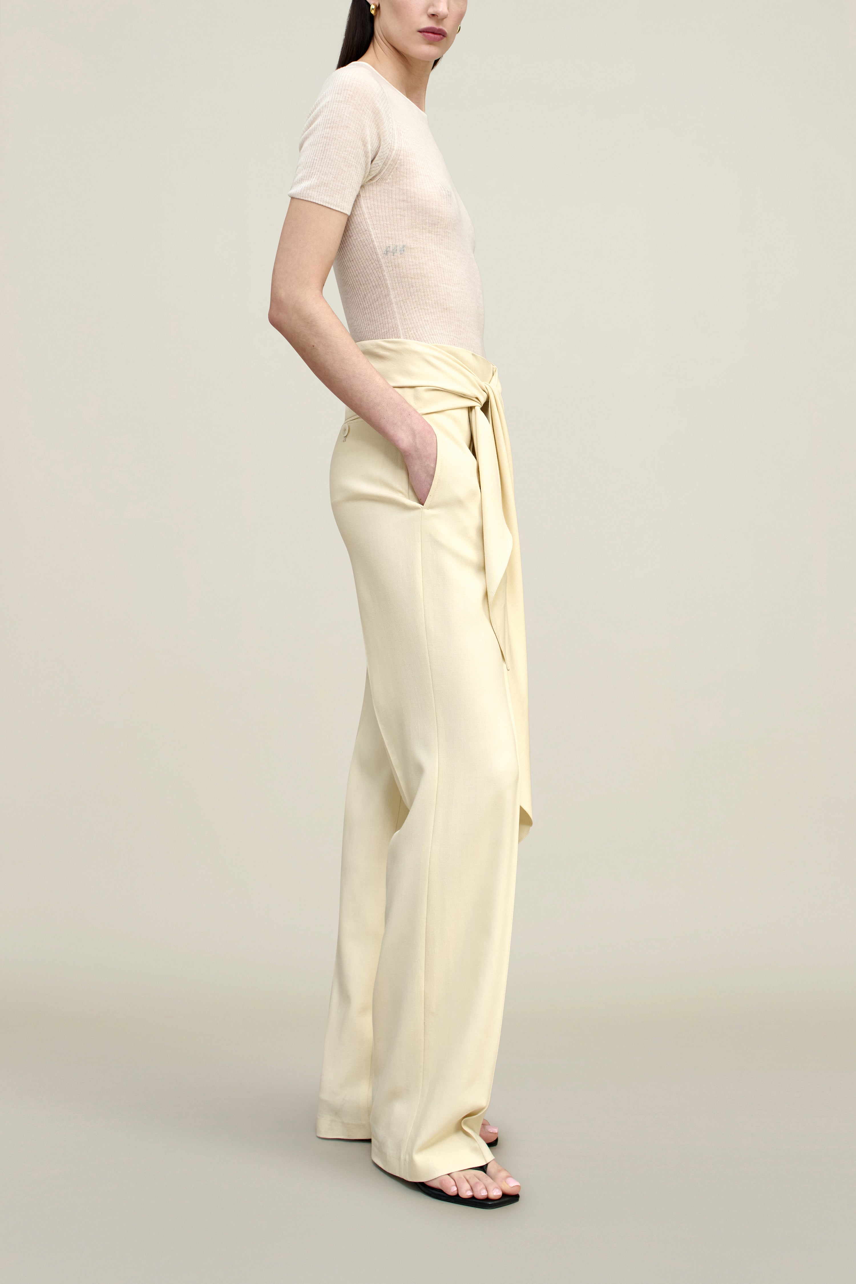 Ulla Tie Trouser in Virgin Wool Blend