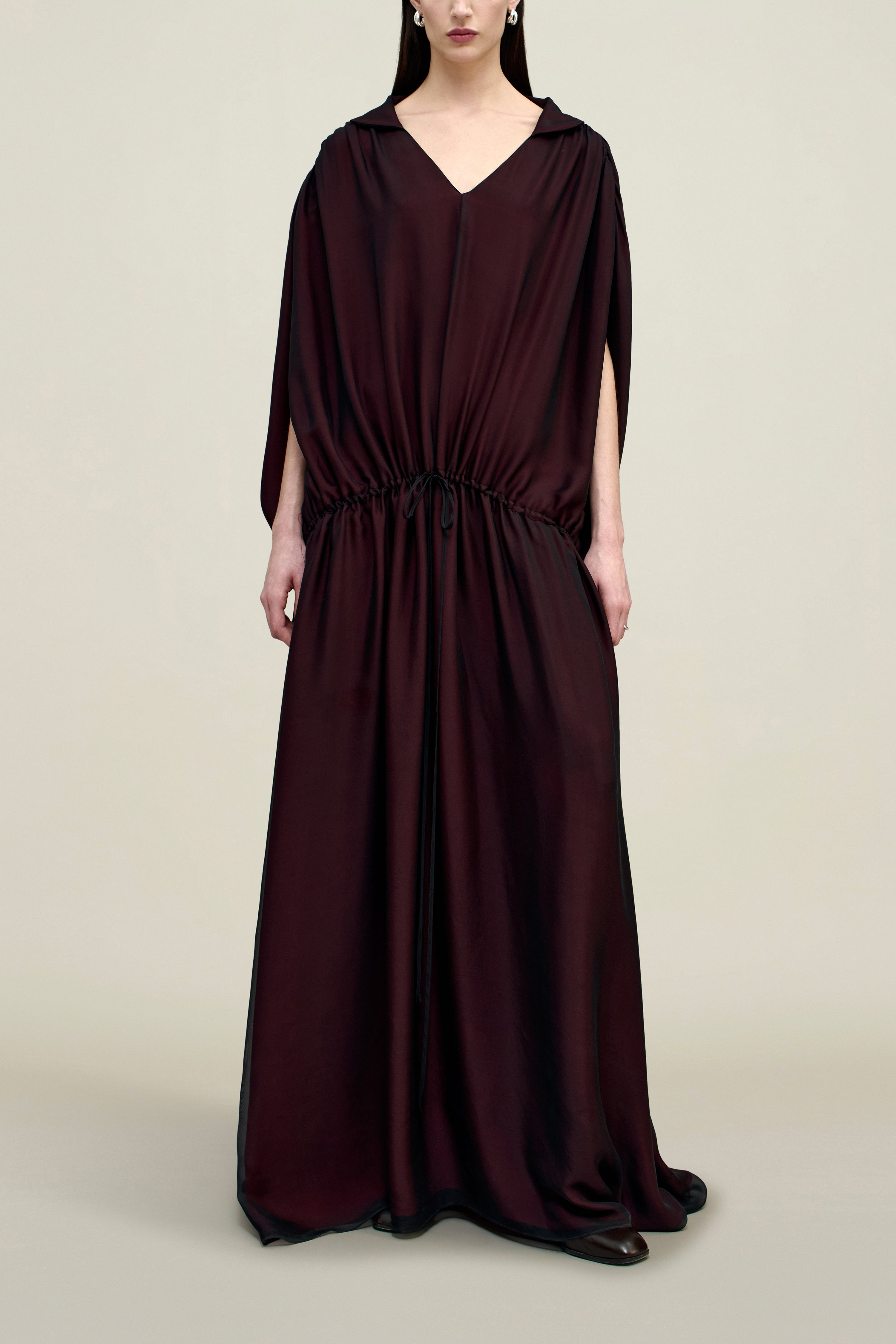 Gillian Drawstring Dress in Trapped Silk