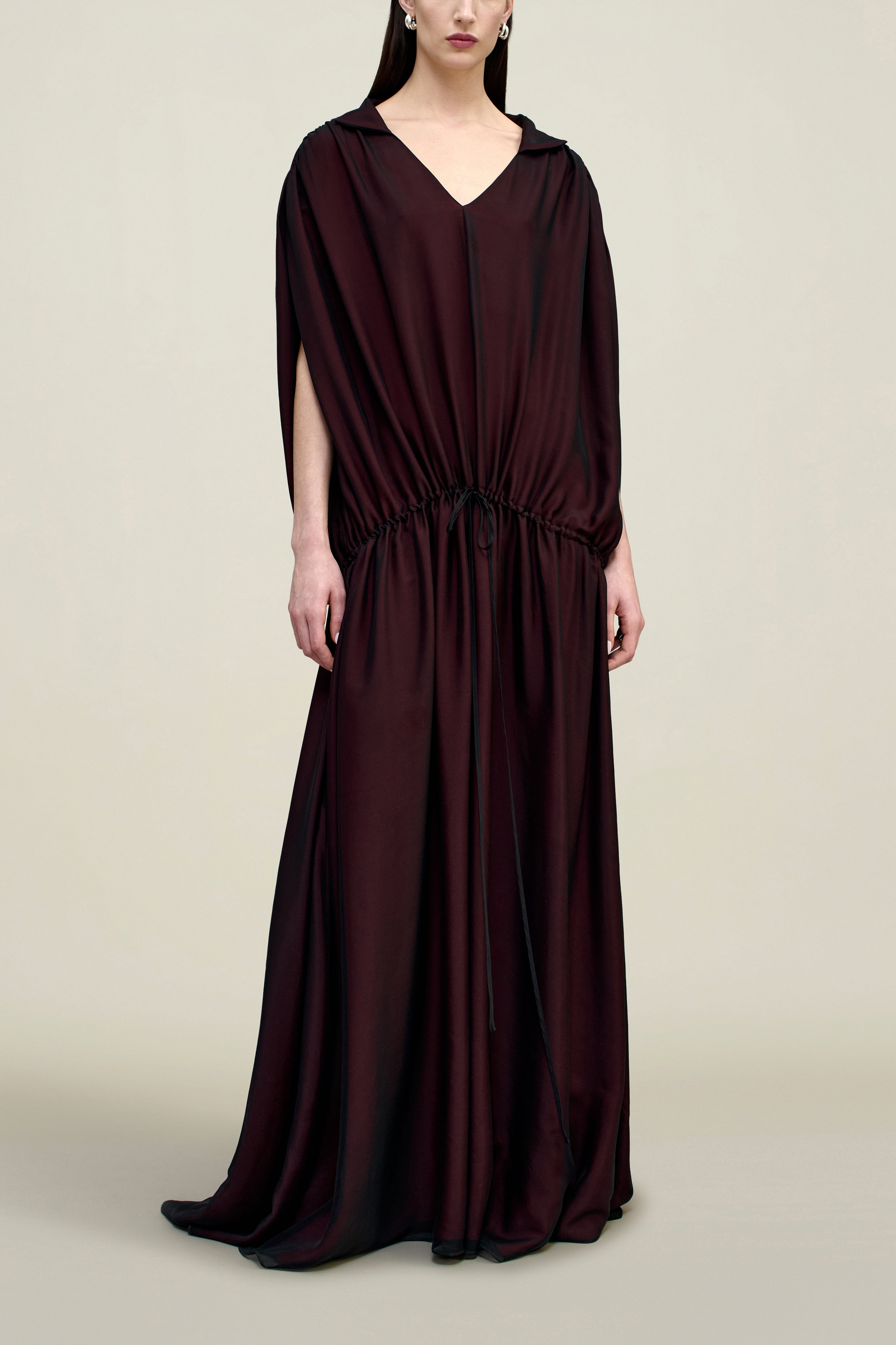 Gillian Drawstring Dress in Trapped Silk