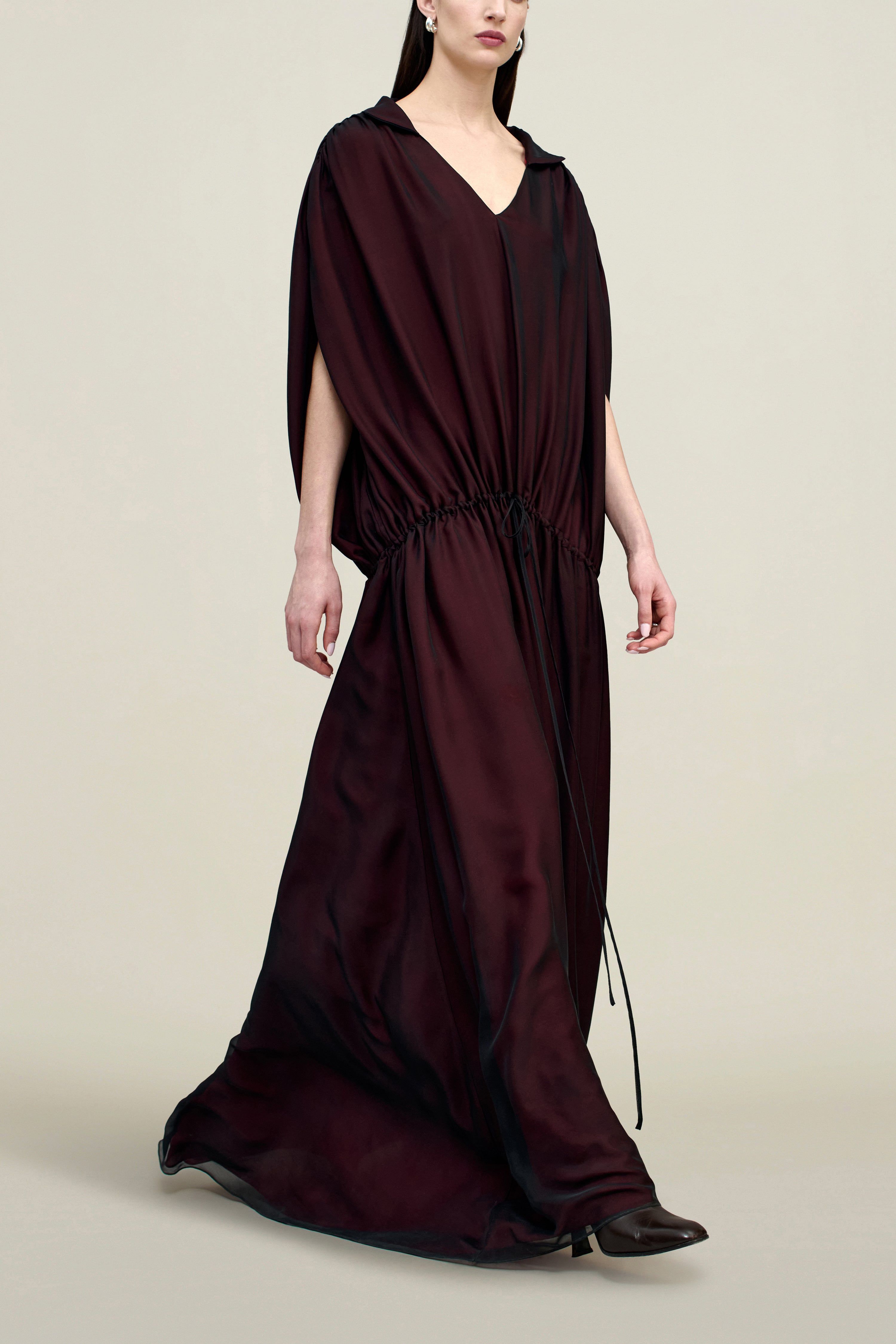 Gillian Drawstring Dress in Trapped Silk
