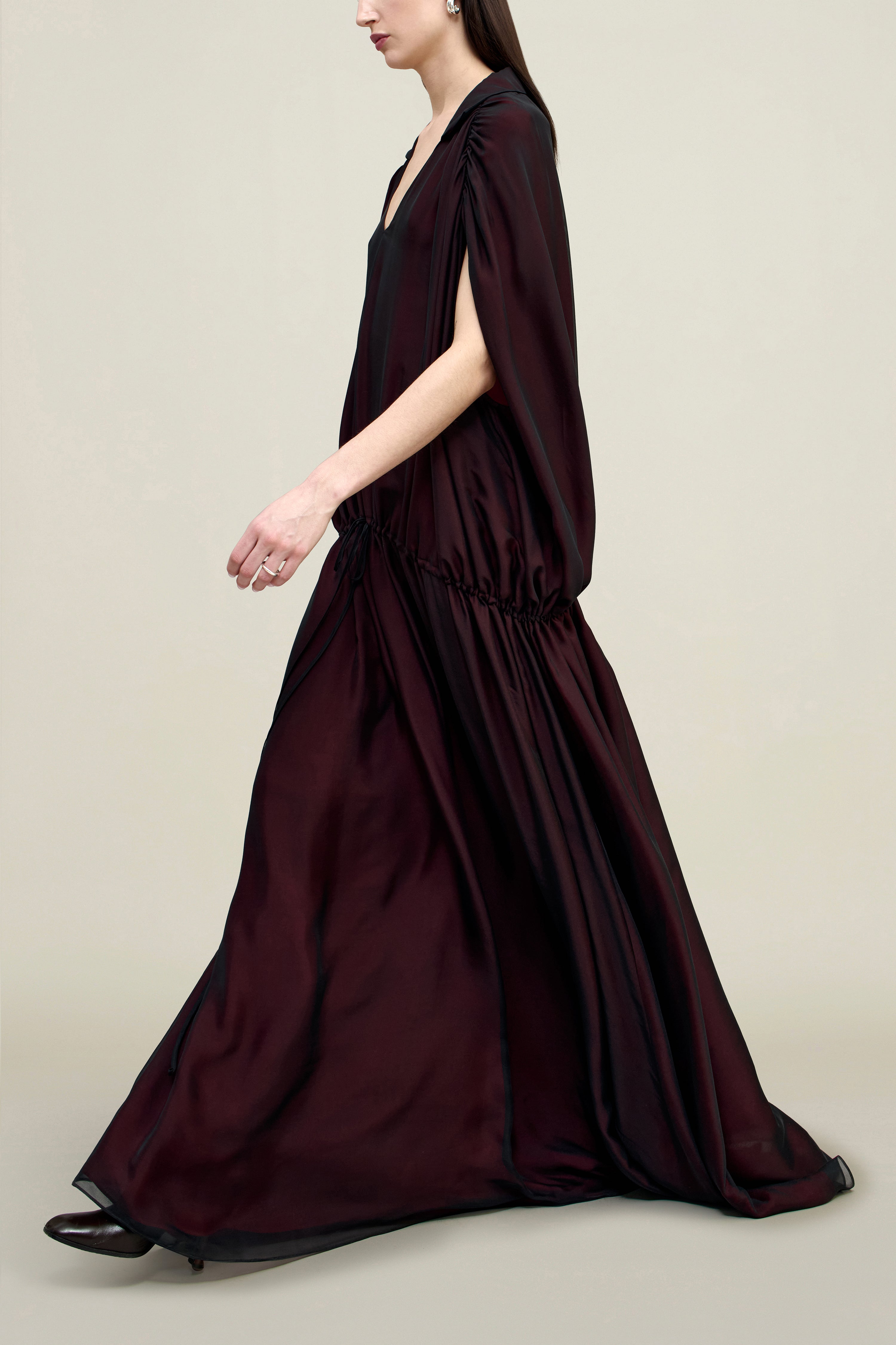 Gillian Drawstring Dress in Trapped Silk