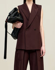 Deon Sleeveless Blazer in Gazar Suiting