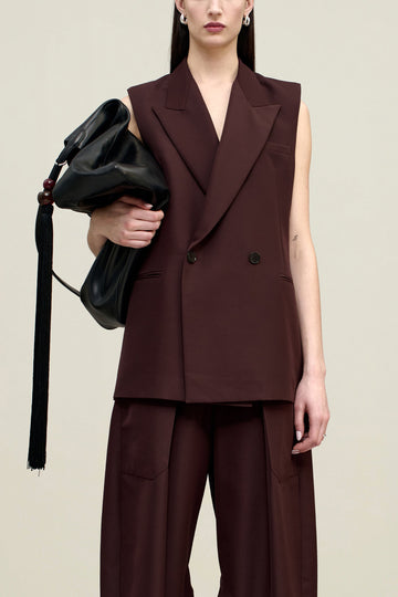 Deon Sleeveless Blazer in Gazar Suiting