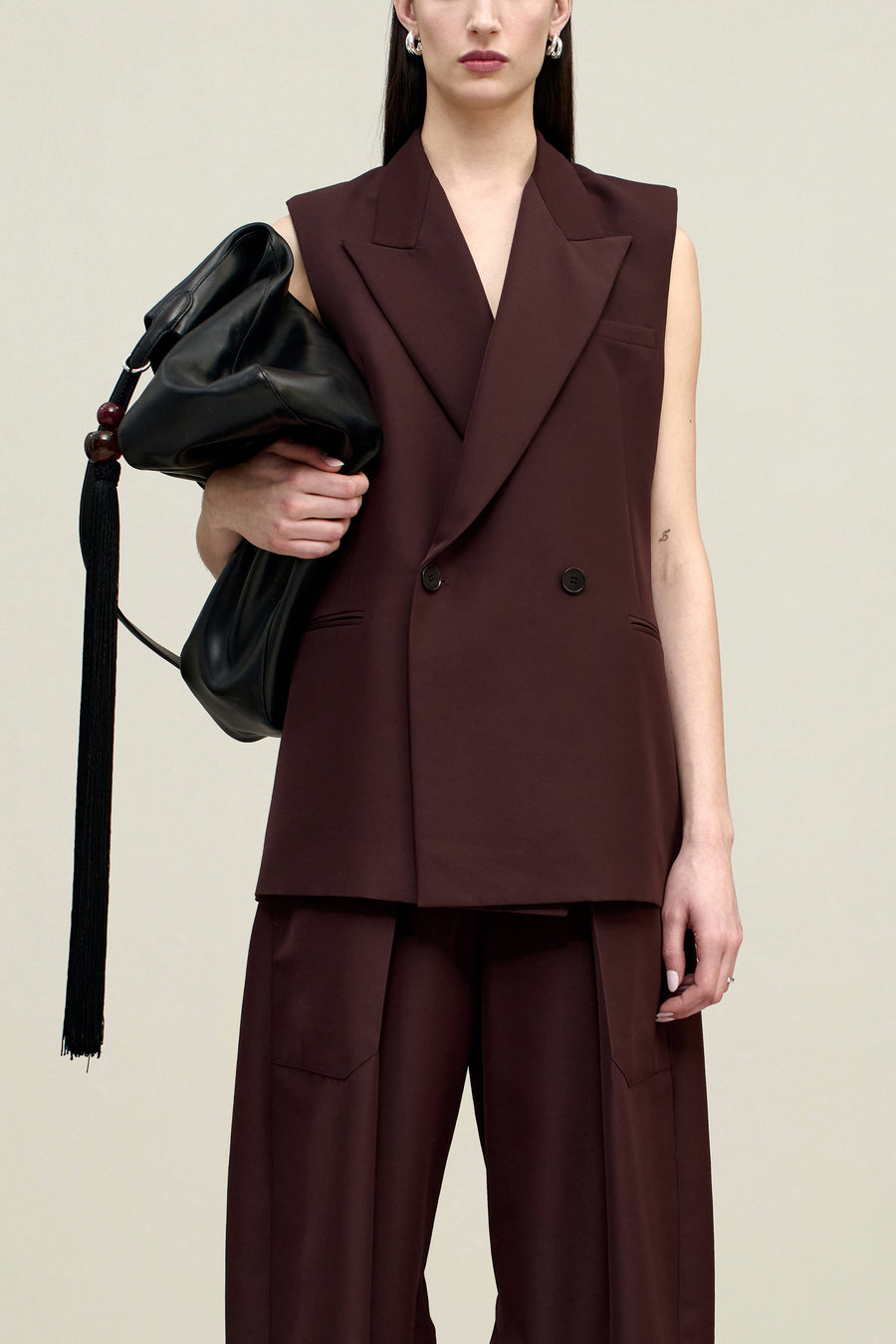 Deon Sleeveless Blazer in Gazar Suiting