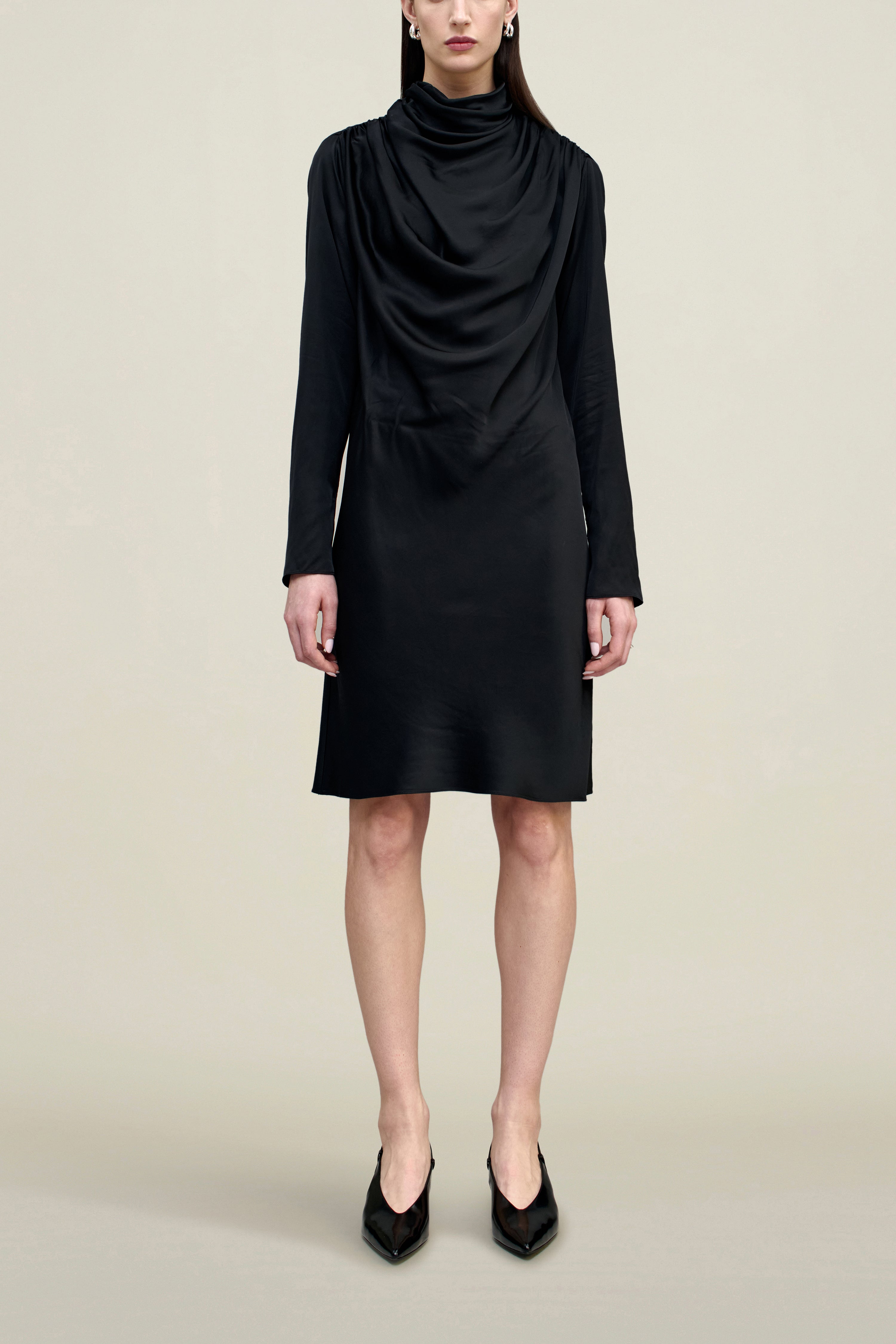 Cassandra Draped Dress in Soft Satin