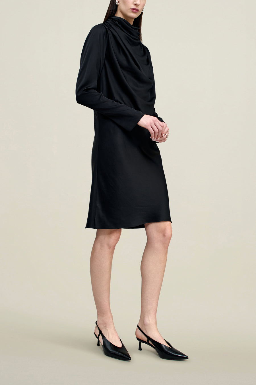 Cassandra Draped Dress in Soft Satin