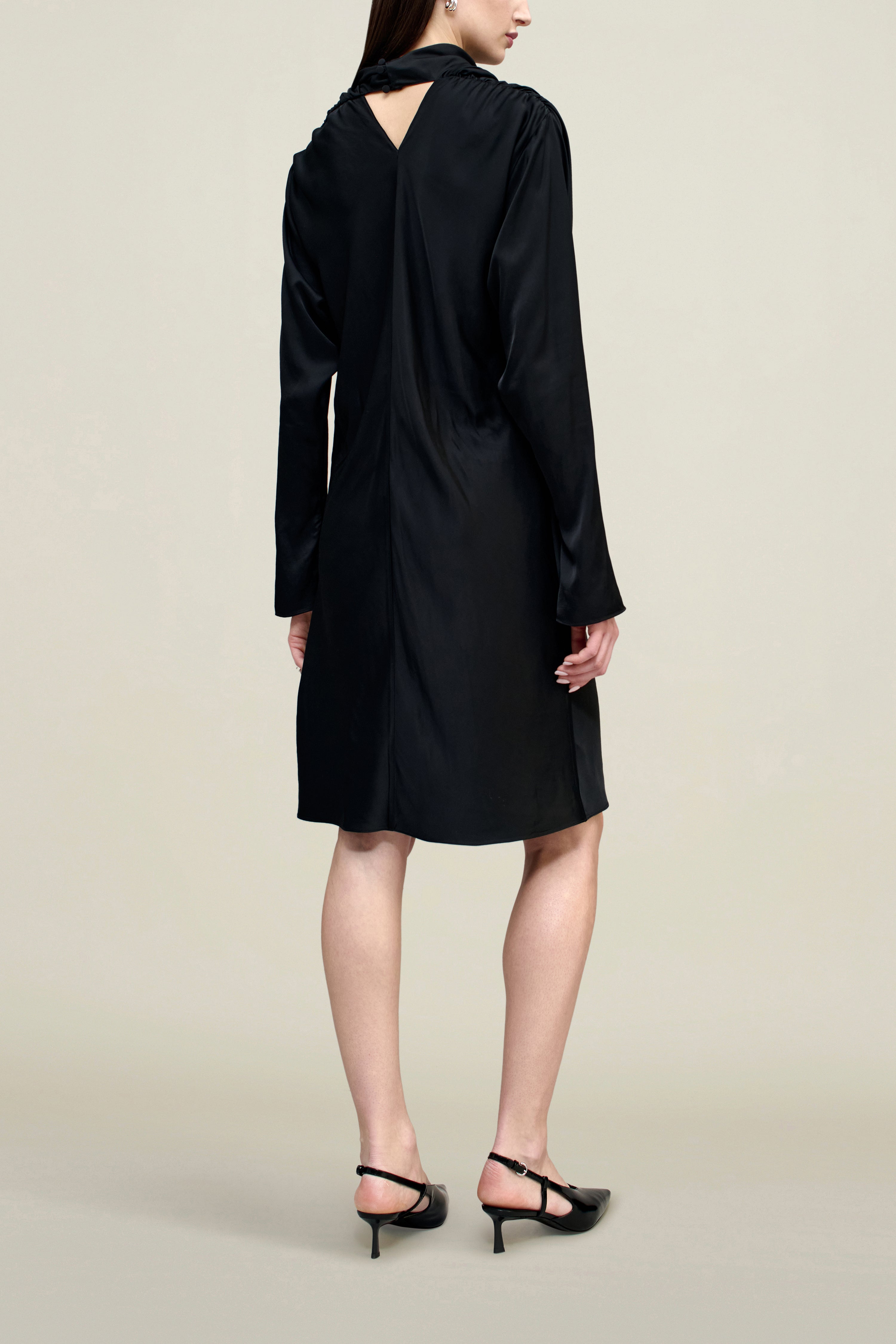 Cassandra Draped Dress in Soft Satin