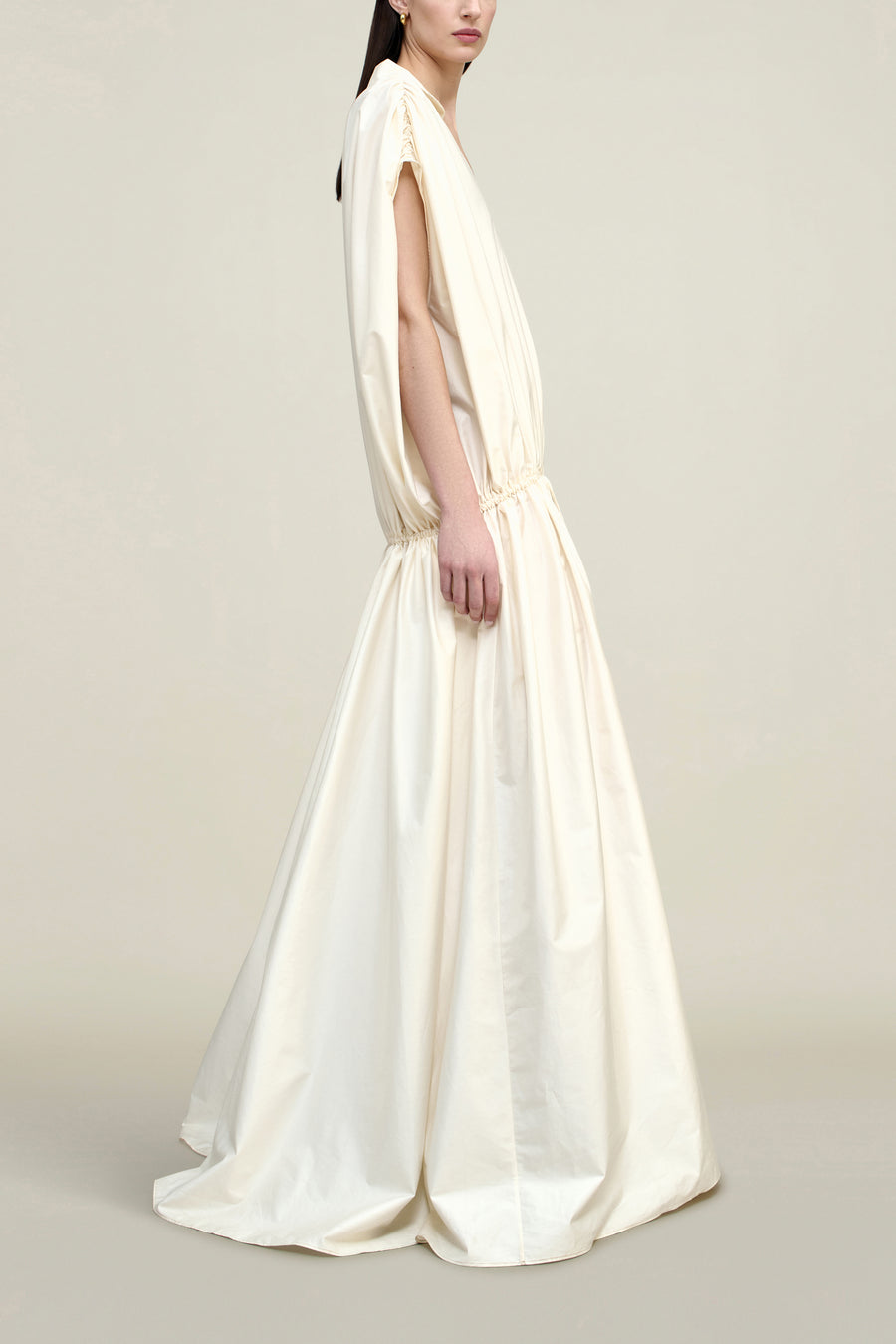 Gillian Drawstring Dress in Cotton Shirting