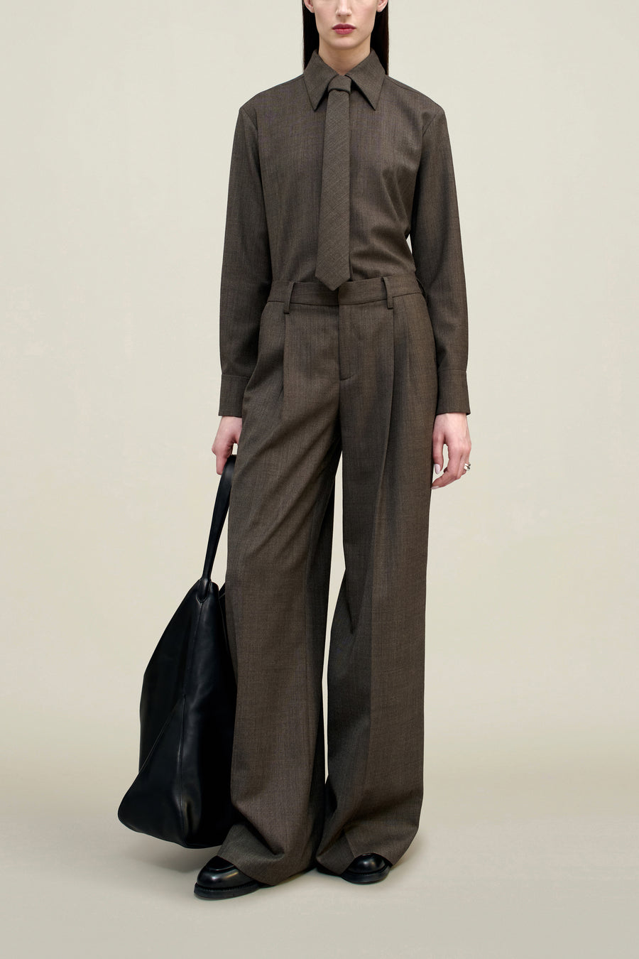 Billie Tie Blouse in Wool Suiting