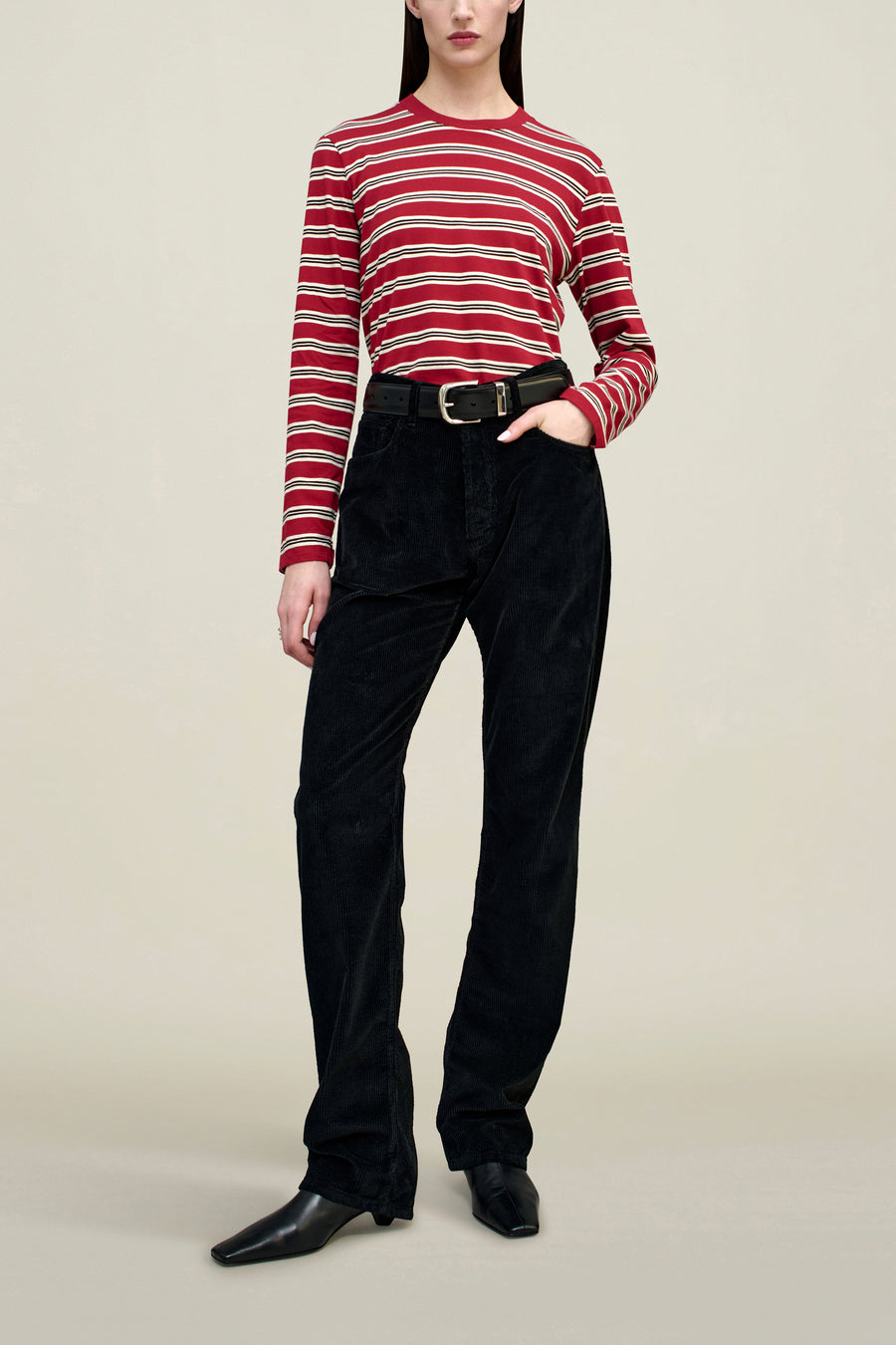 Gabby Tapered Jean in Distressed Corduroy