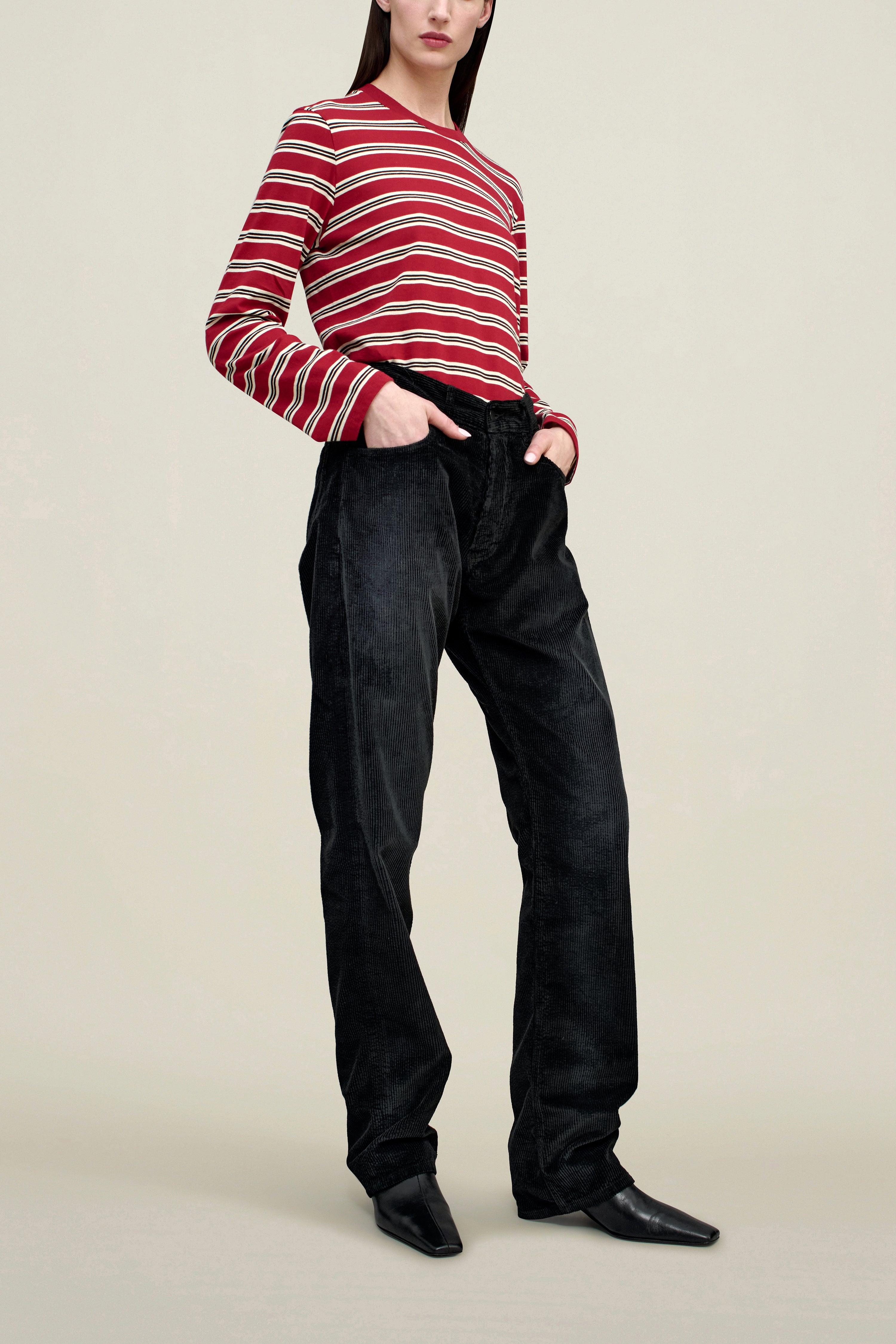 Gabby Tapered Jean in Distressed Corduroy